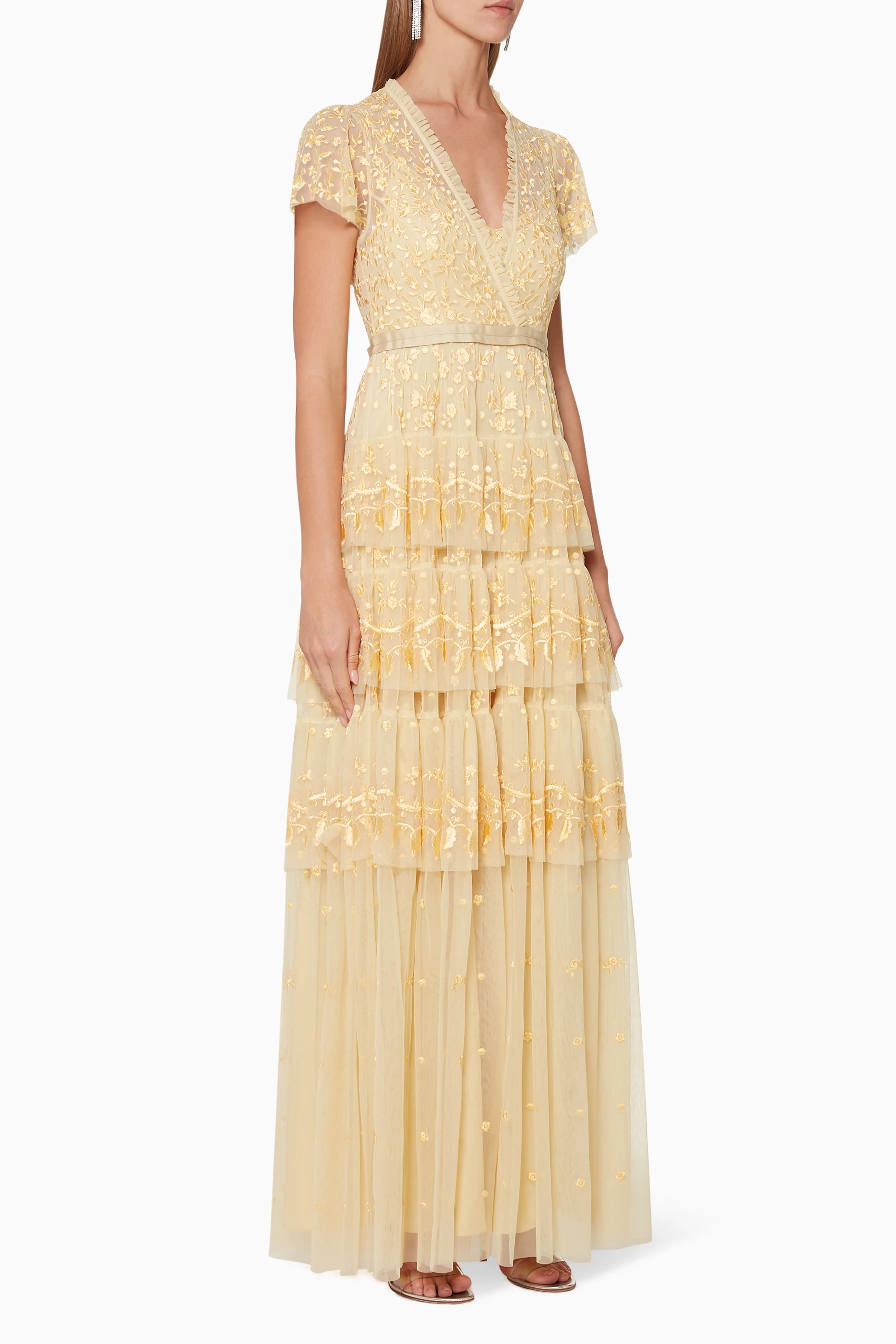 Buy Needle Thread Yellow Angelica Lace Gown For Women Online Ounass Oman