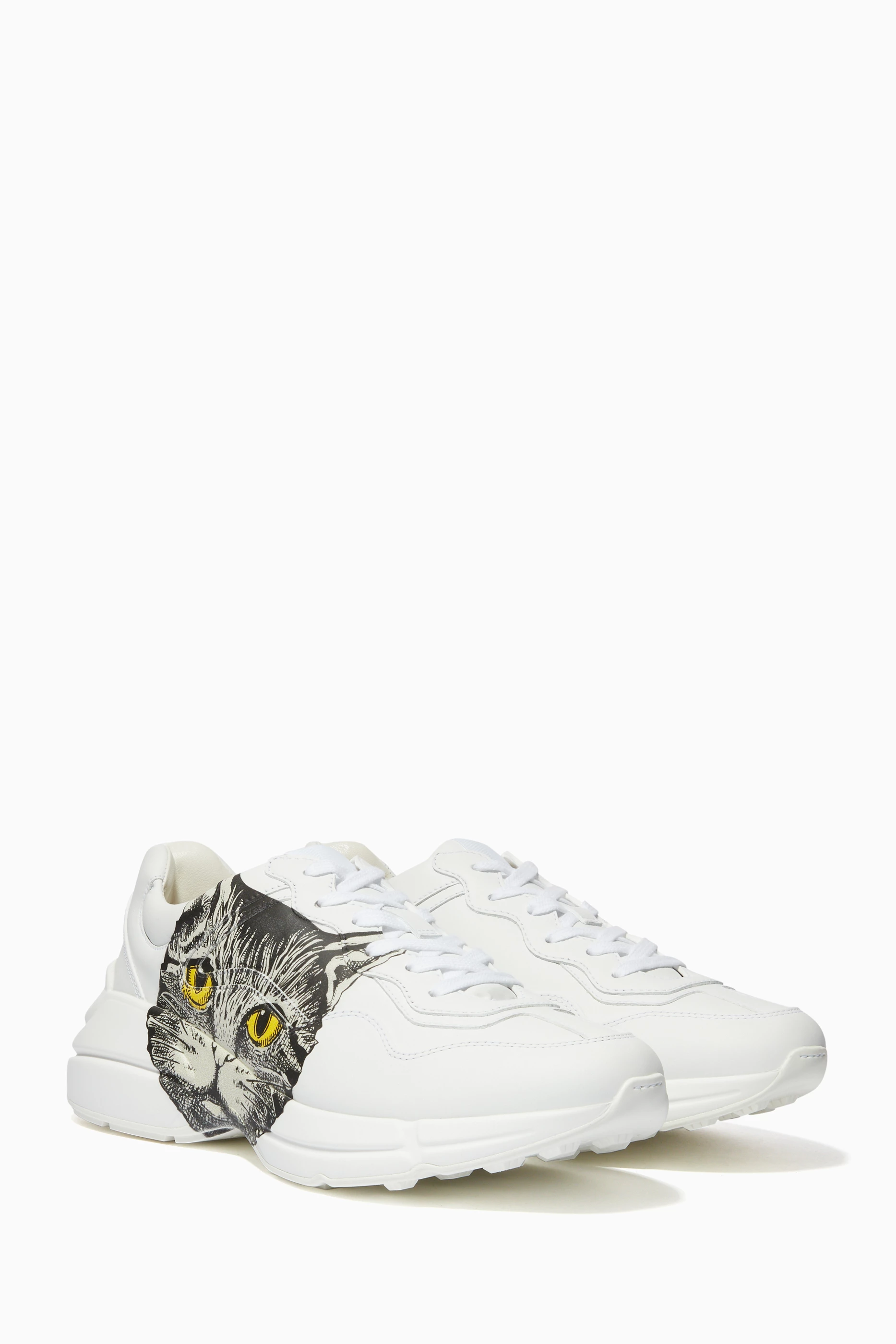 Buy Gucci White Rhyton Mystic Cat Sneakers For Women Online