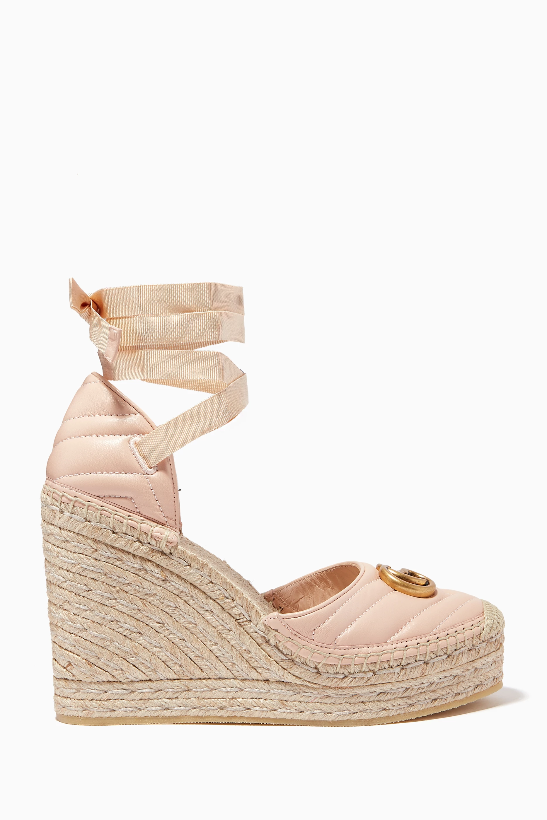 Buy Gucci Neutral GG Marmont Espadrille Wedge Sandals in Matelassé