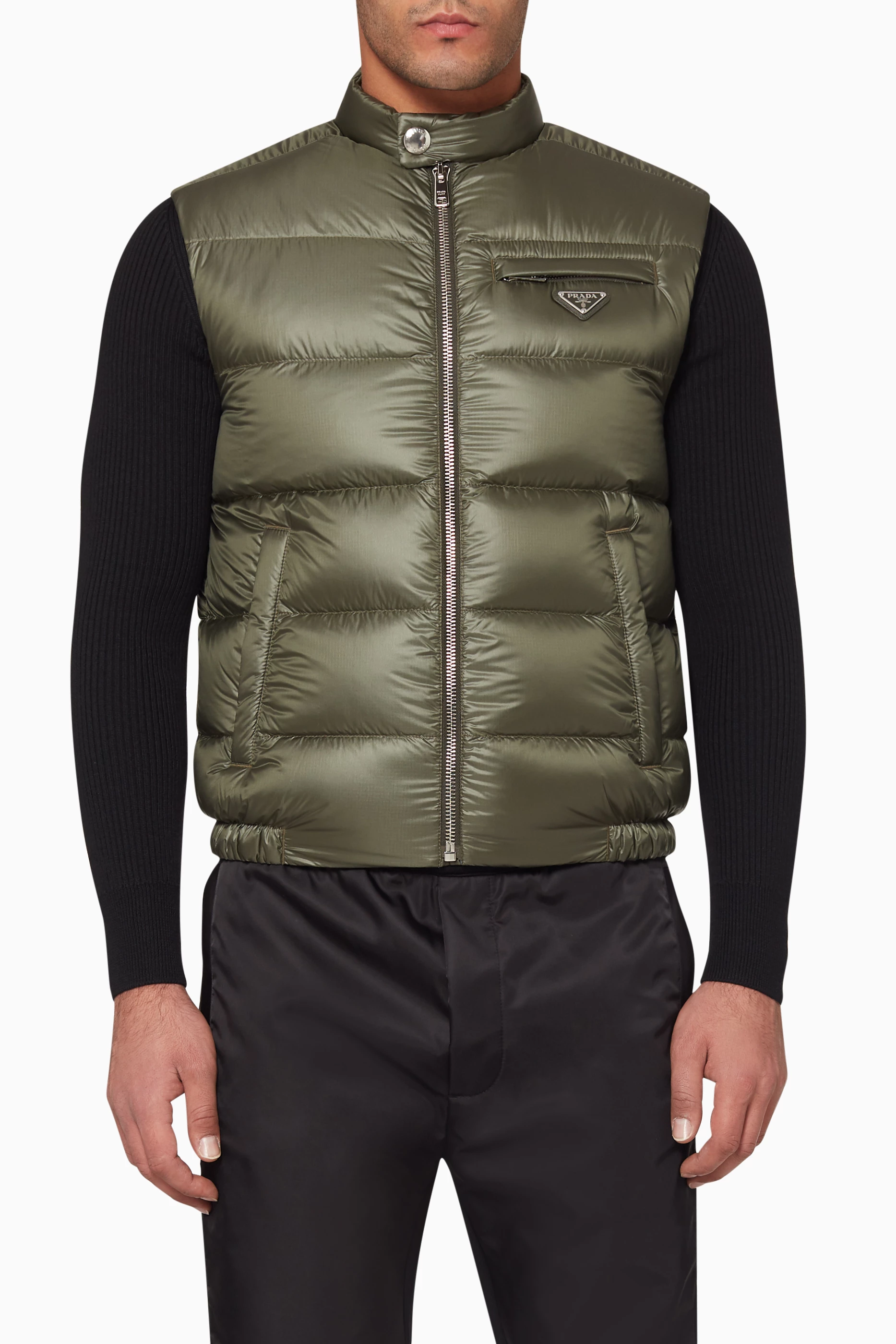 Buy Prada Blue Zipped Puffer Vest For Men Online Ounass Oman