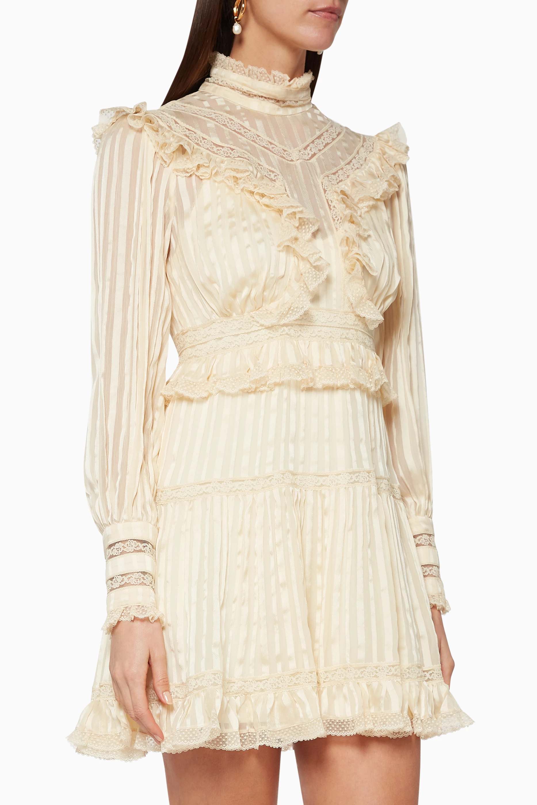 Buy Zimmermann Neutral Espionage Lace Panel Mini Dress For Women Online |  Ounass Oman