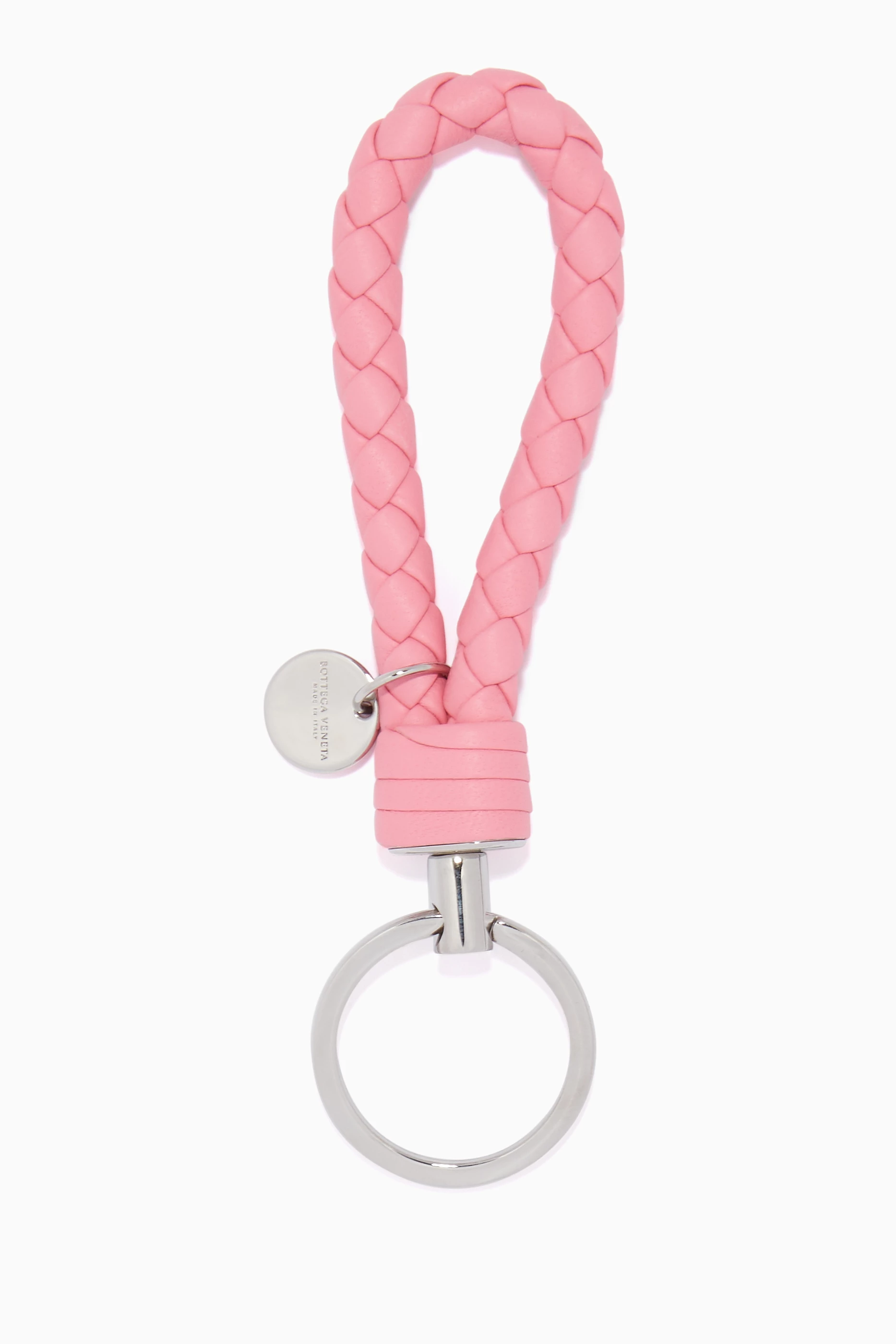 Buy Bottega Veneta Pink Intrecciato Leather Key Ring For Women