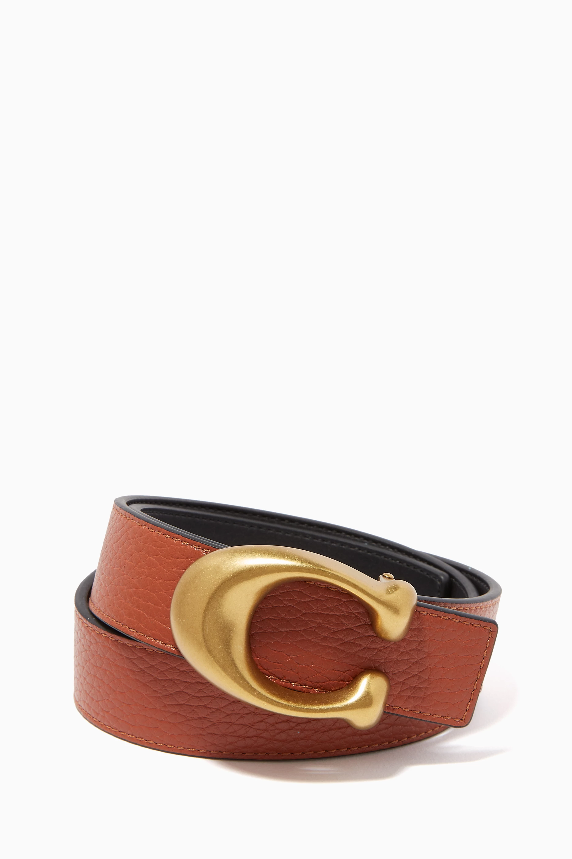 Buy Coach Black Signature Buckle Reversible 32mm Belt For Women Online Ounass Oman