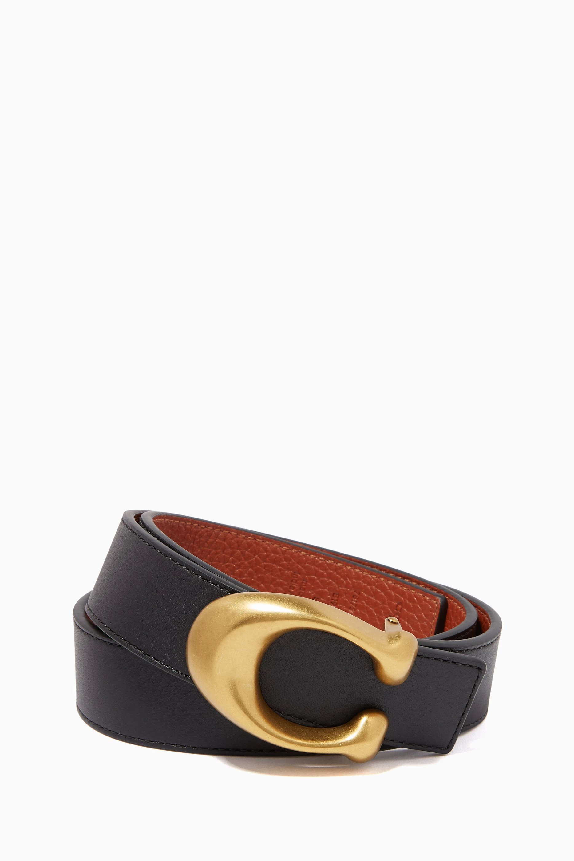 Buy Coach Black Signature Buckle Reversible 32mm Belt For Women