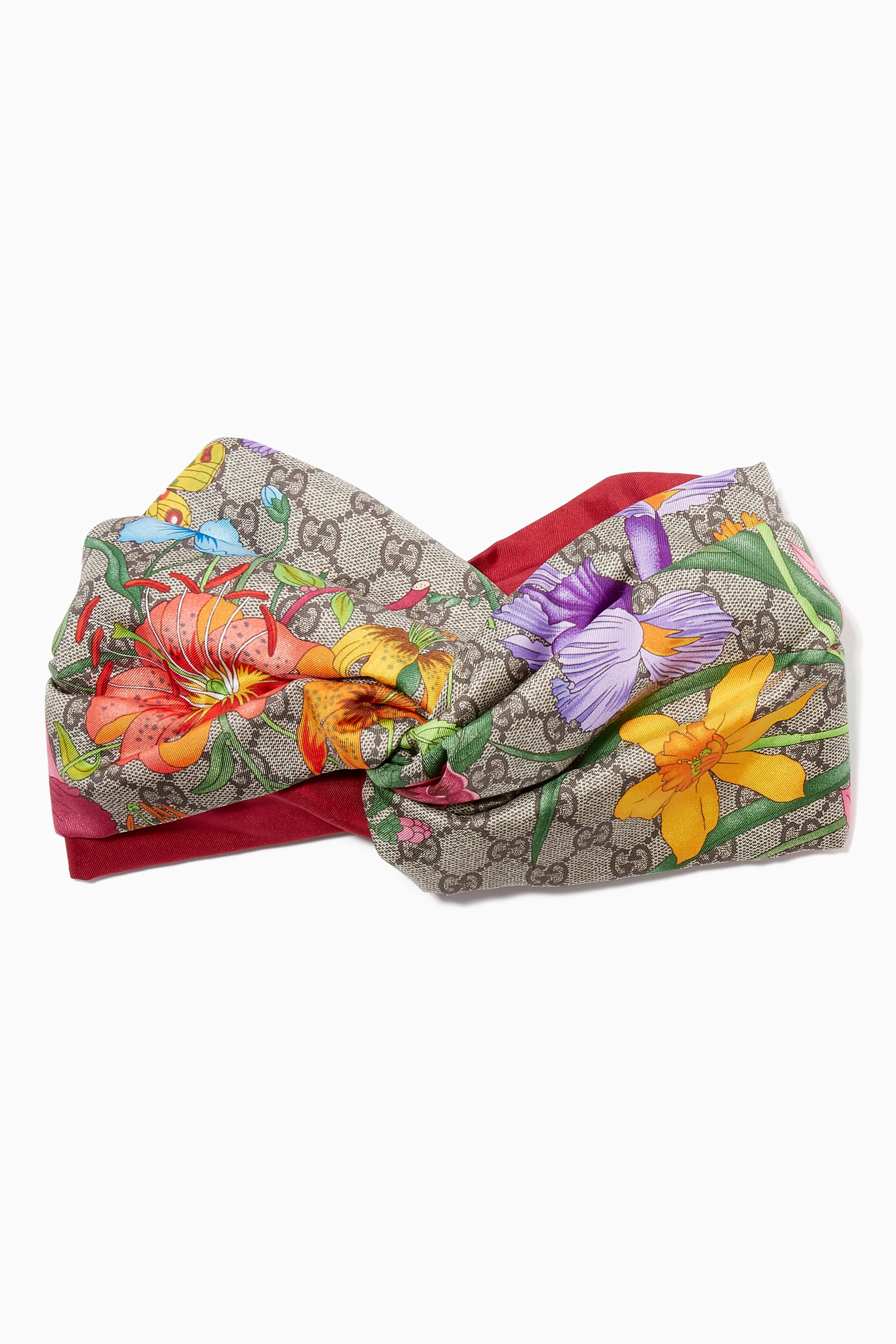 Buy Gucci Red GG Flora Silk Head Band For Women Online 