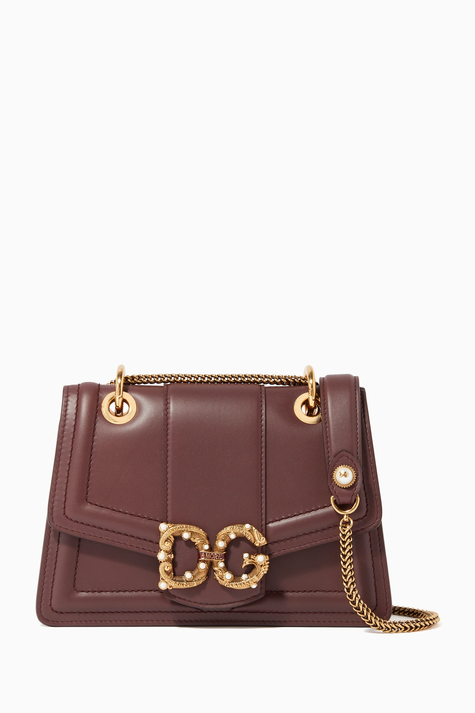 Buy Dolce Gabbana Red Small DG Amore Leather Bag For Women Online Ounass Oman