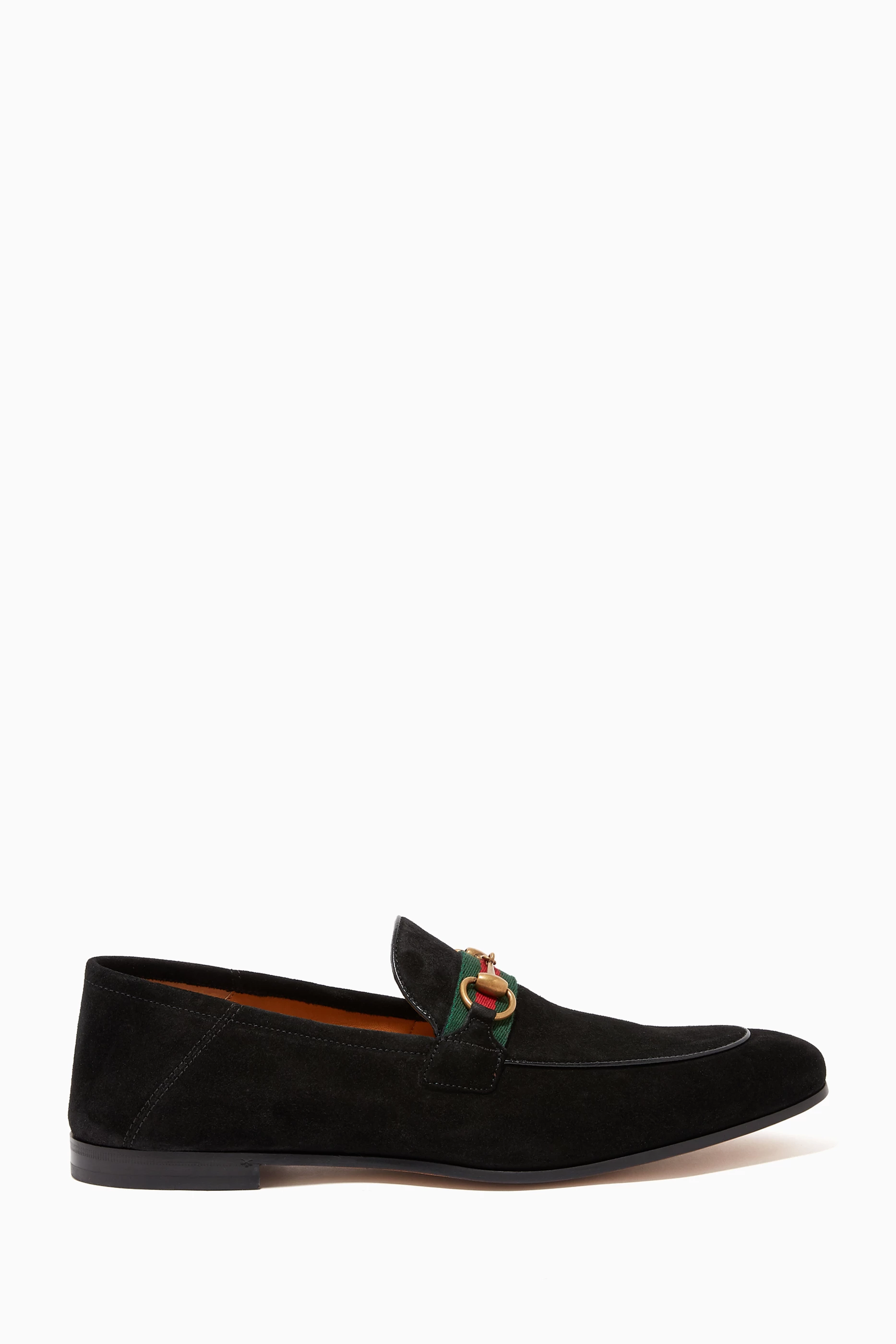 Gucci Grey Suede Slip-On Loafers with Red and Black Web Accent Gucci Men main image 3