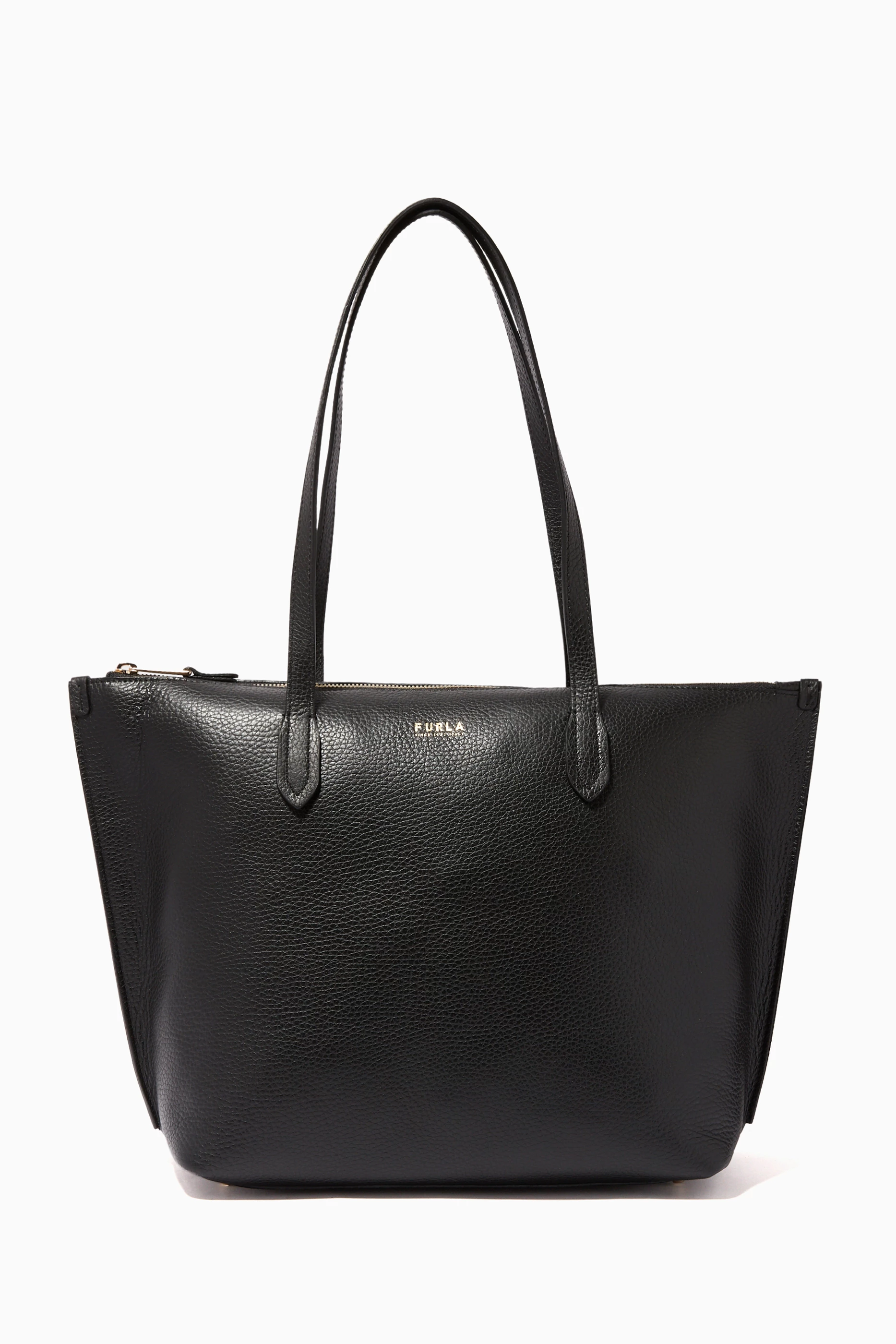 Buy Furla Black Medium Luce Leather Tote Bag For Women Online Ounass Oman