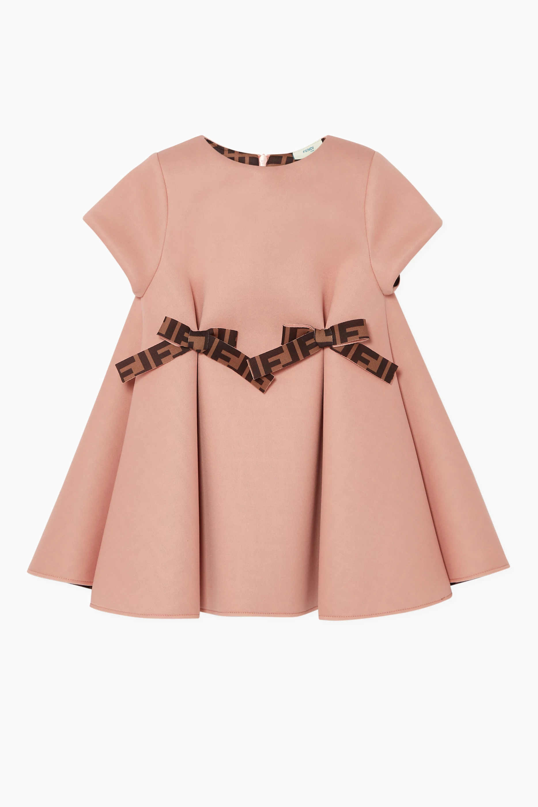 light pink fendi dress Fendi Baby Girls Logo Ruffle Dress in Pink