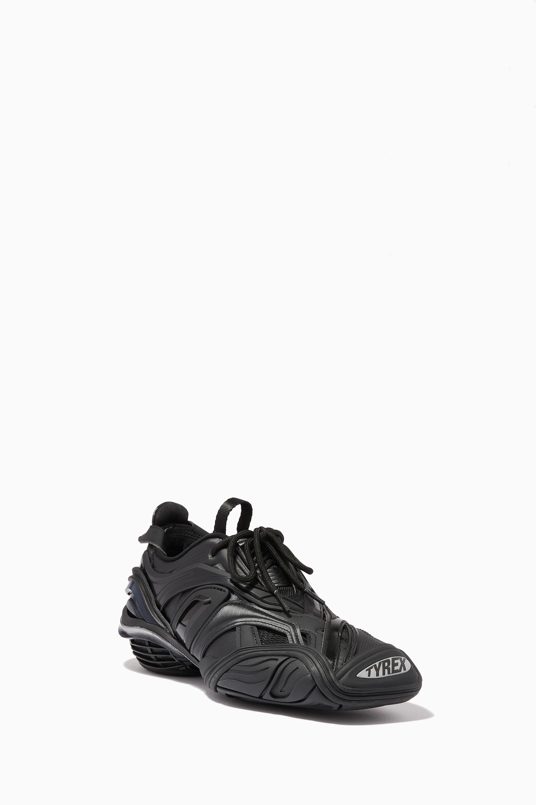 Buy Balenciaga Black Tyrex Sneakers in Molded Rubber & Nylon For