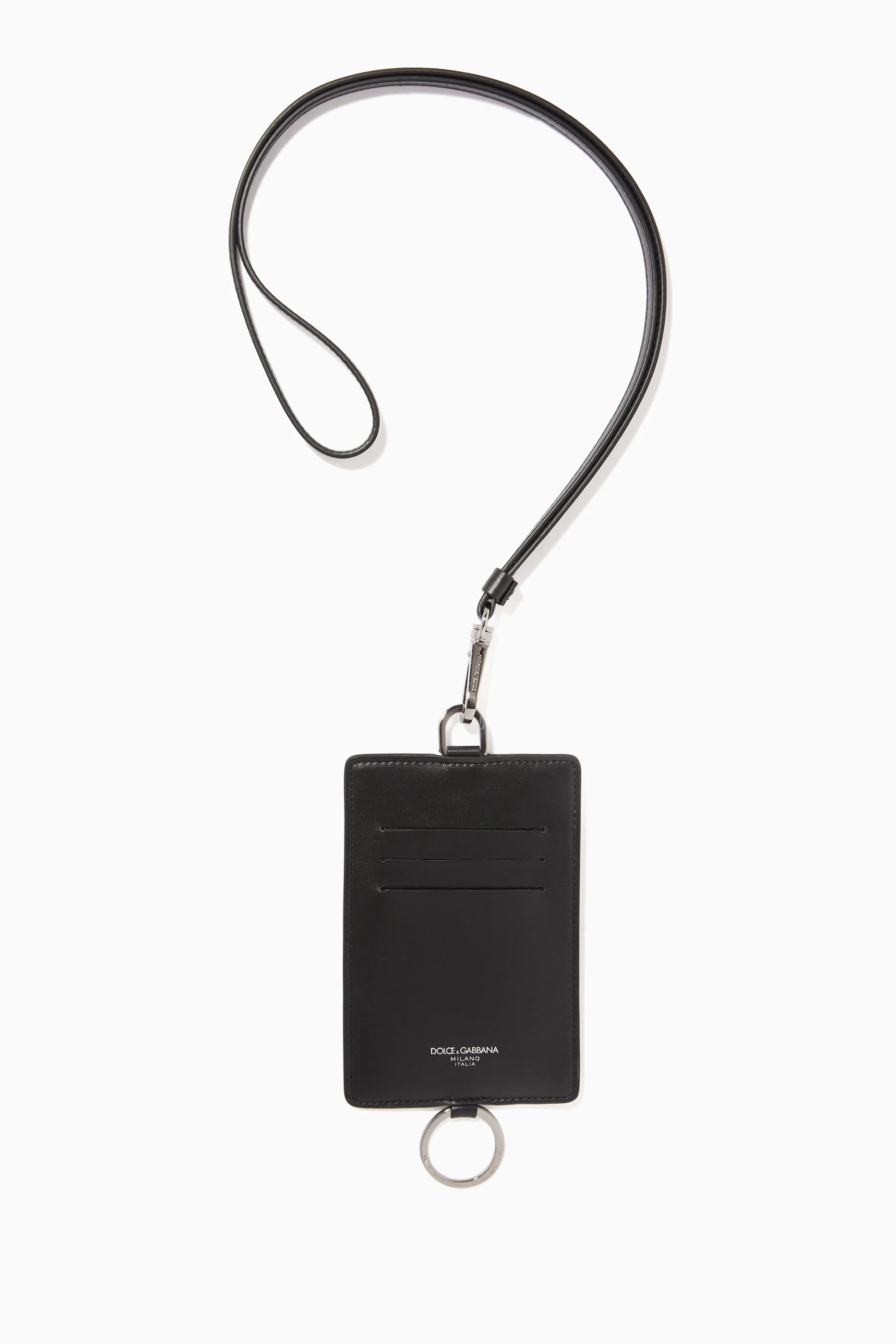Buy Dolce Gabbana Black Leather Lanyard Card Holder For Men Online Ounass Oman