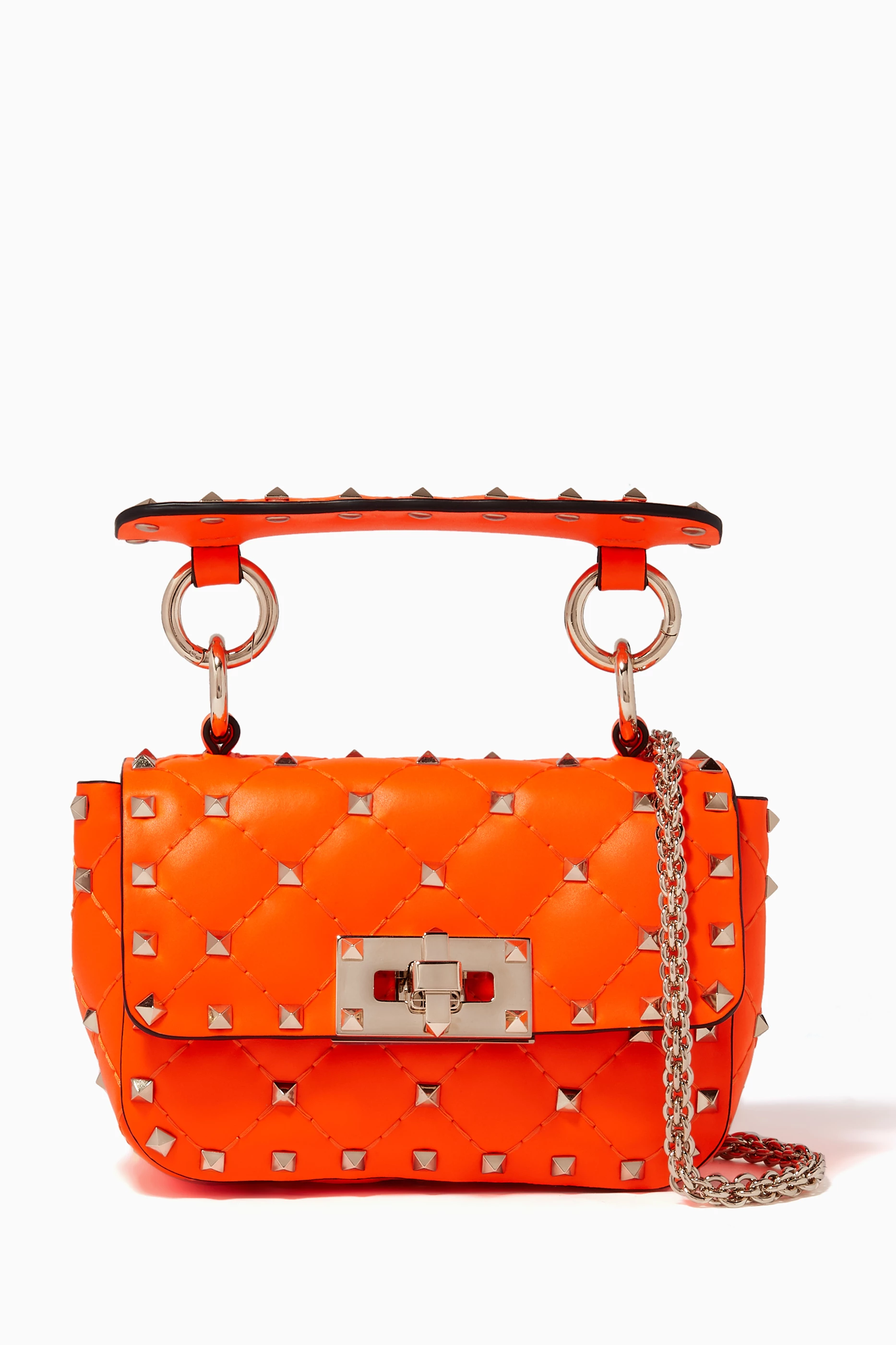Valentino Rockstud Bag Valentino Neon Bag Valentino Neon Yellow Rockstud Crossbody Bag Silver Tone Hardware