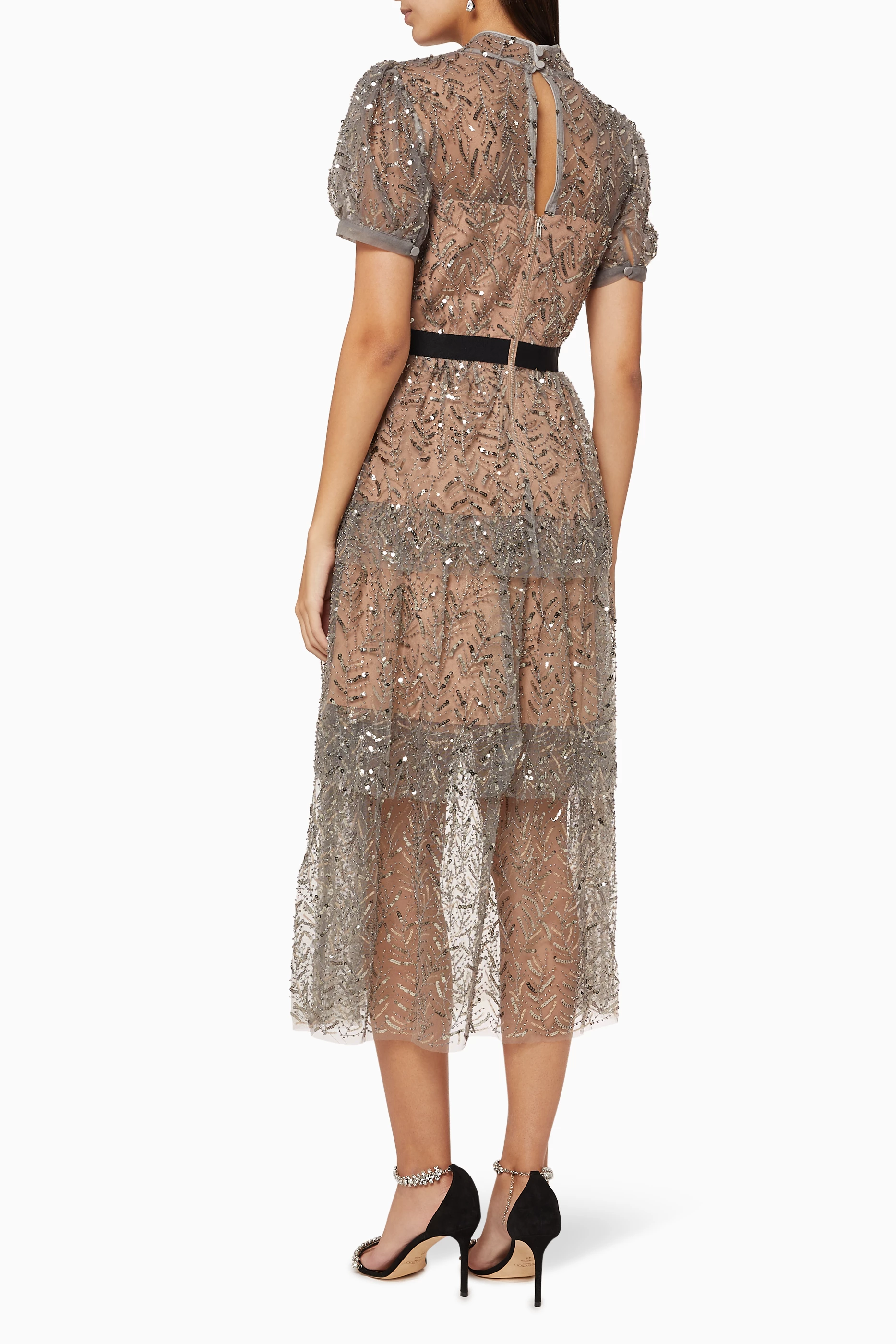 leaf sequin midi dress self portrait Self-Portrait leaf sequin ruffle maxi dress  CHUUI_Collection