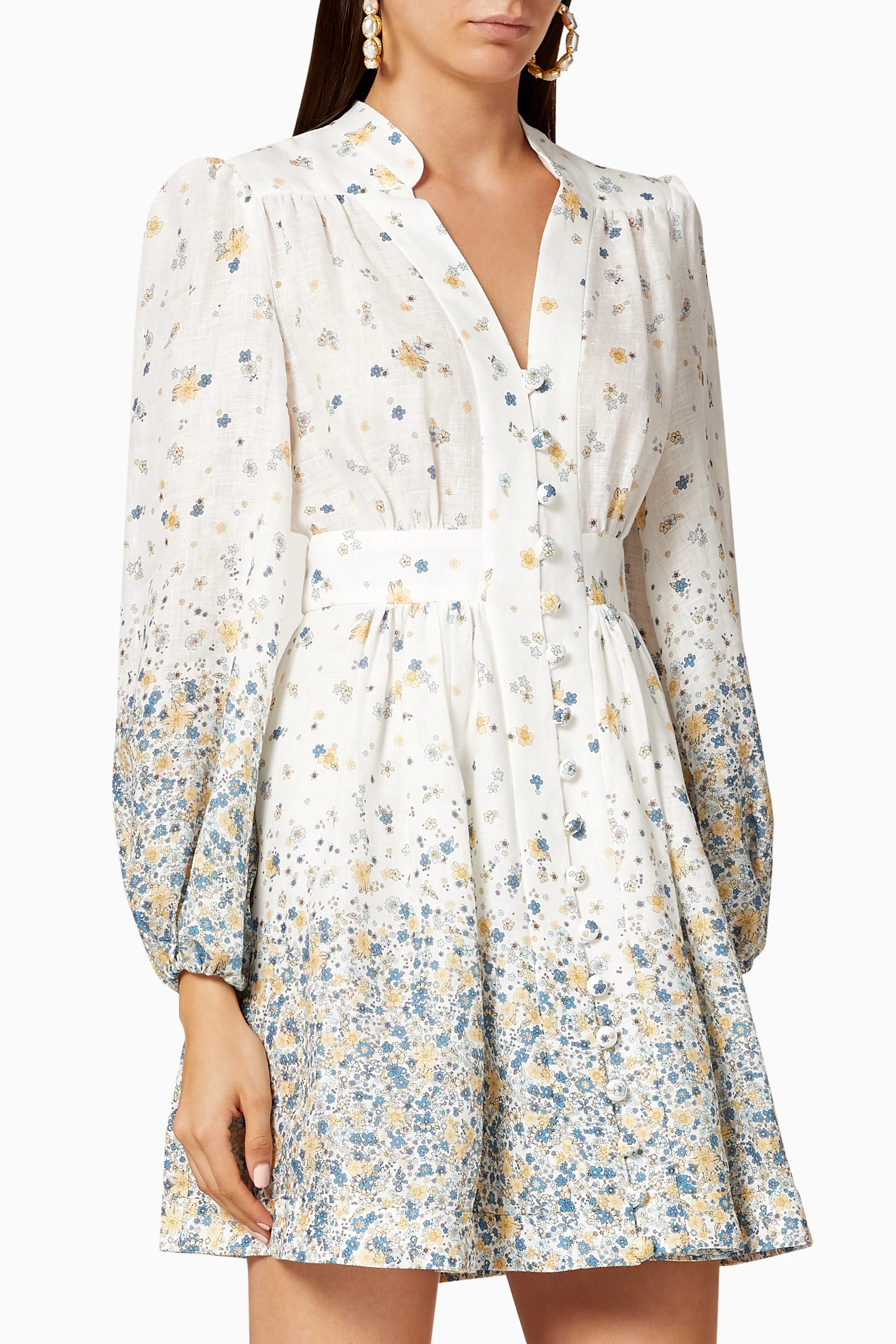 Buy Zimmermann Blue Carnaby Linen Short Dress For Women Online | Ounass Oman