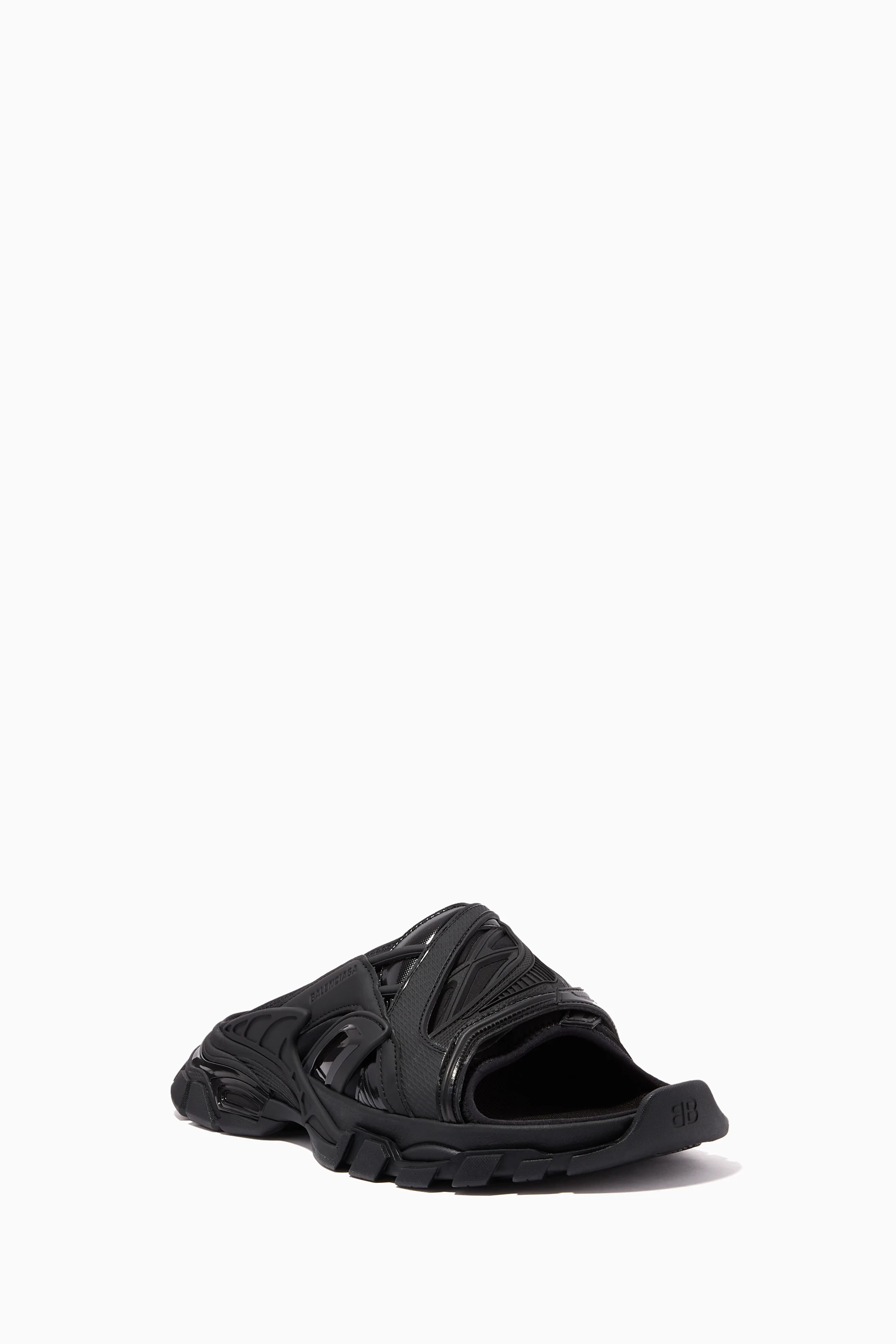 靴 Balenciaga Track Slide Sandal Buy Balenciaga Black Track Slide Sandal in Neoprene & Rubber For