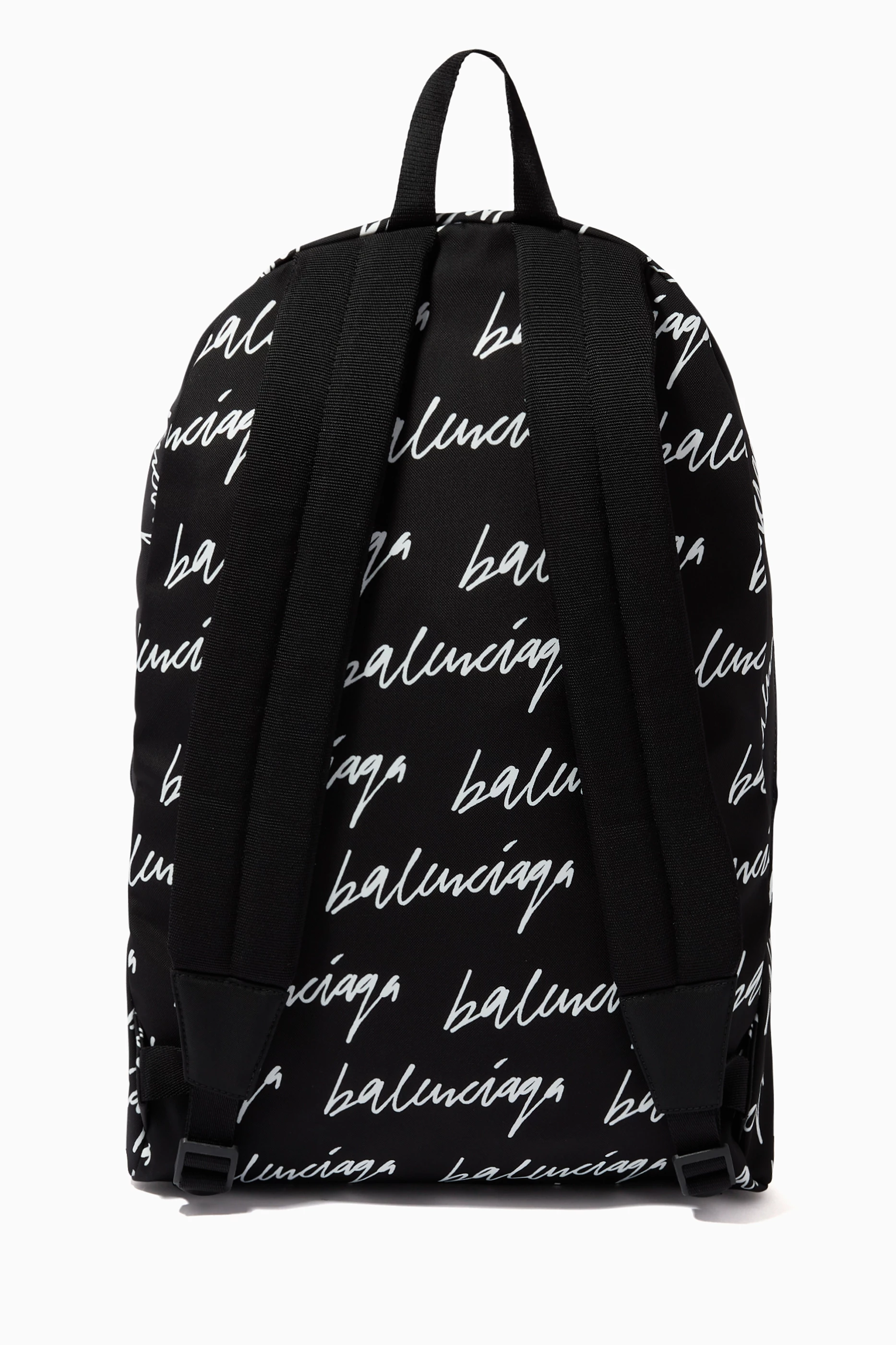 Buy Balenciaga Black Wheel Backpack in Scribble Logo 