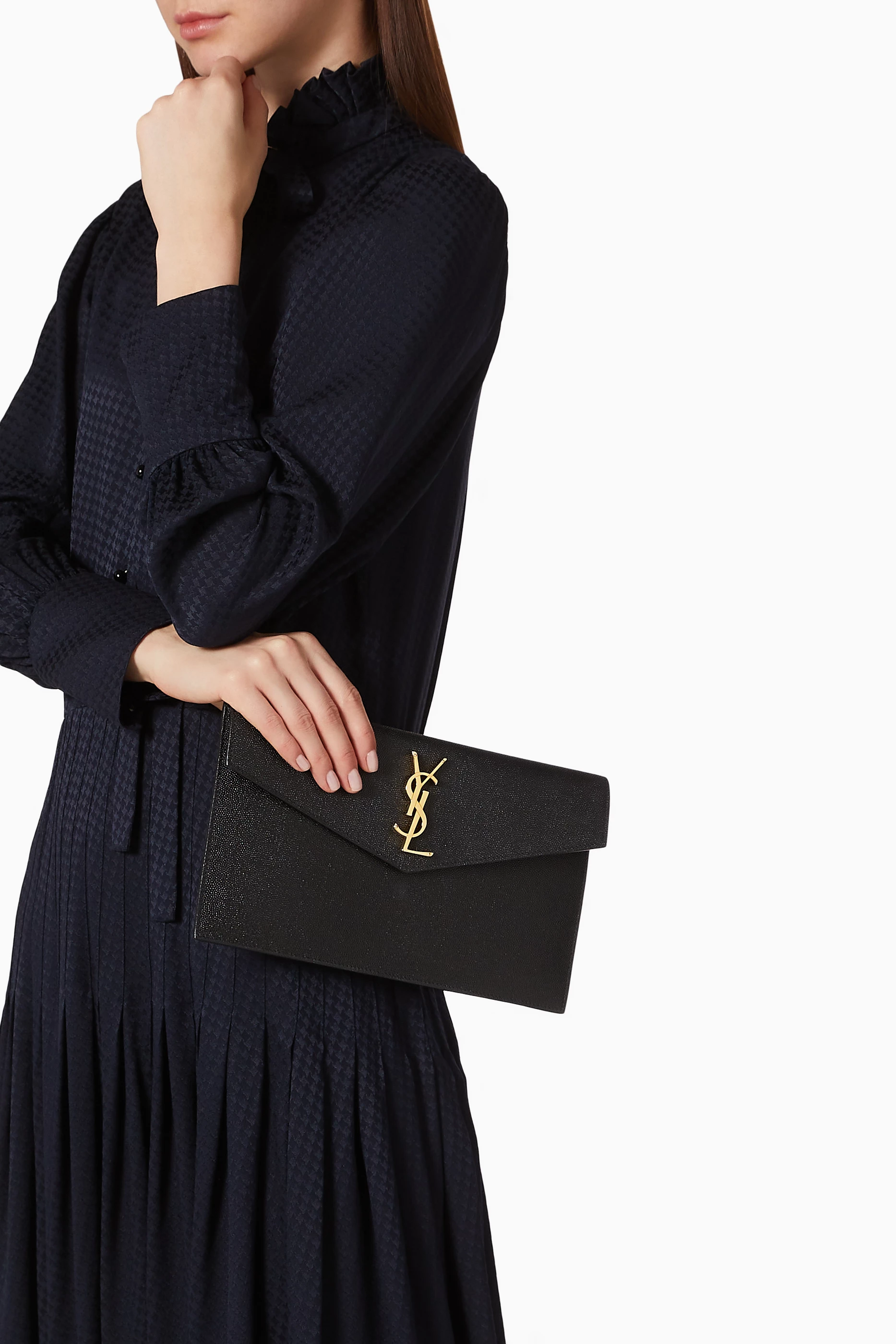 Saint laurent uptown leather pouch new arrivals
