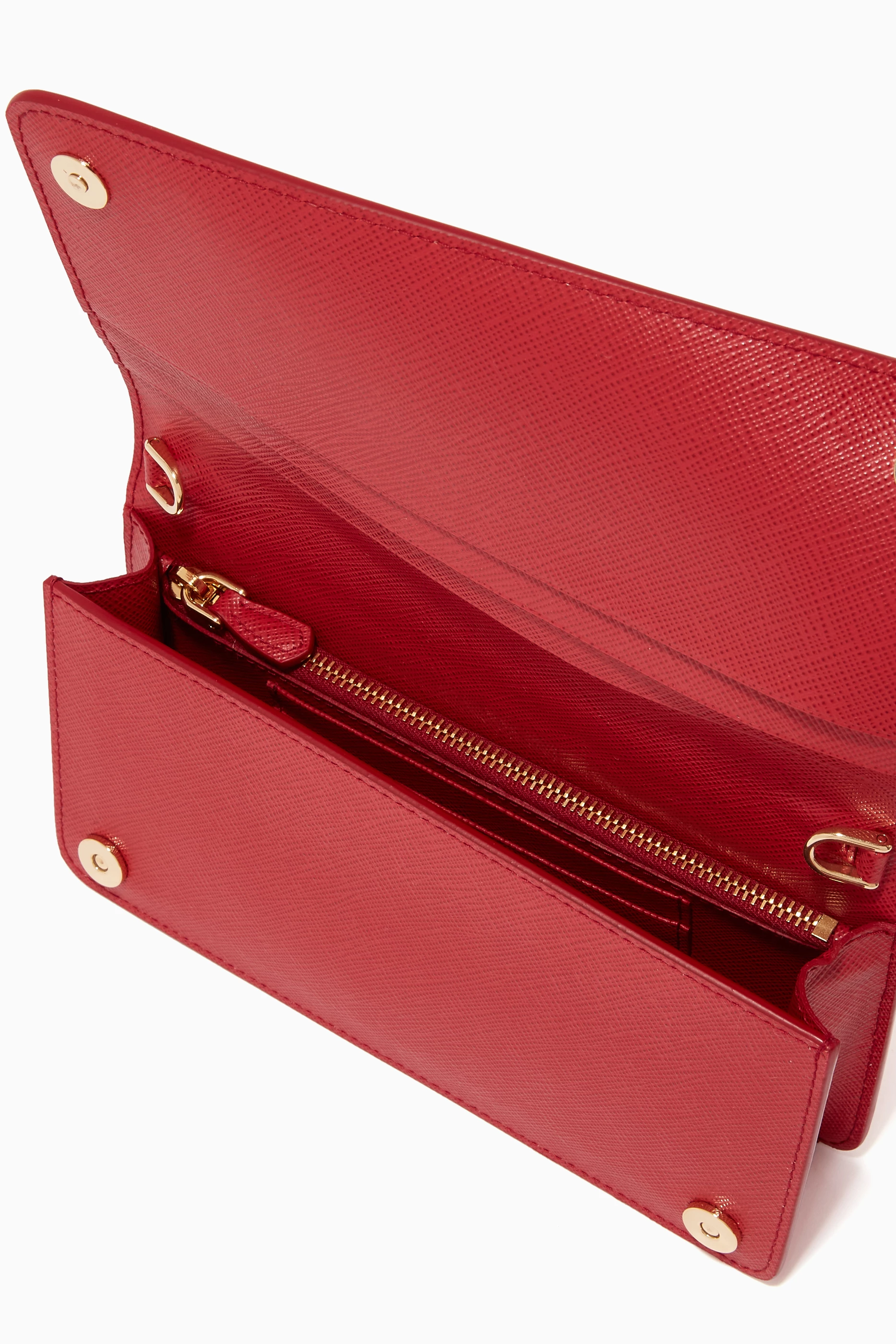 Buy Prada Red Wallet on Chain in Saffiano Leather For Women Online