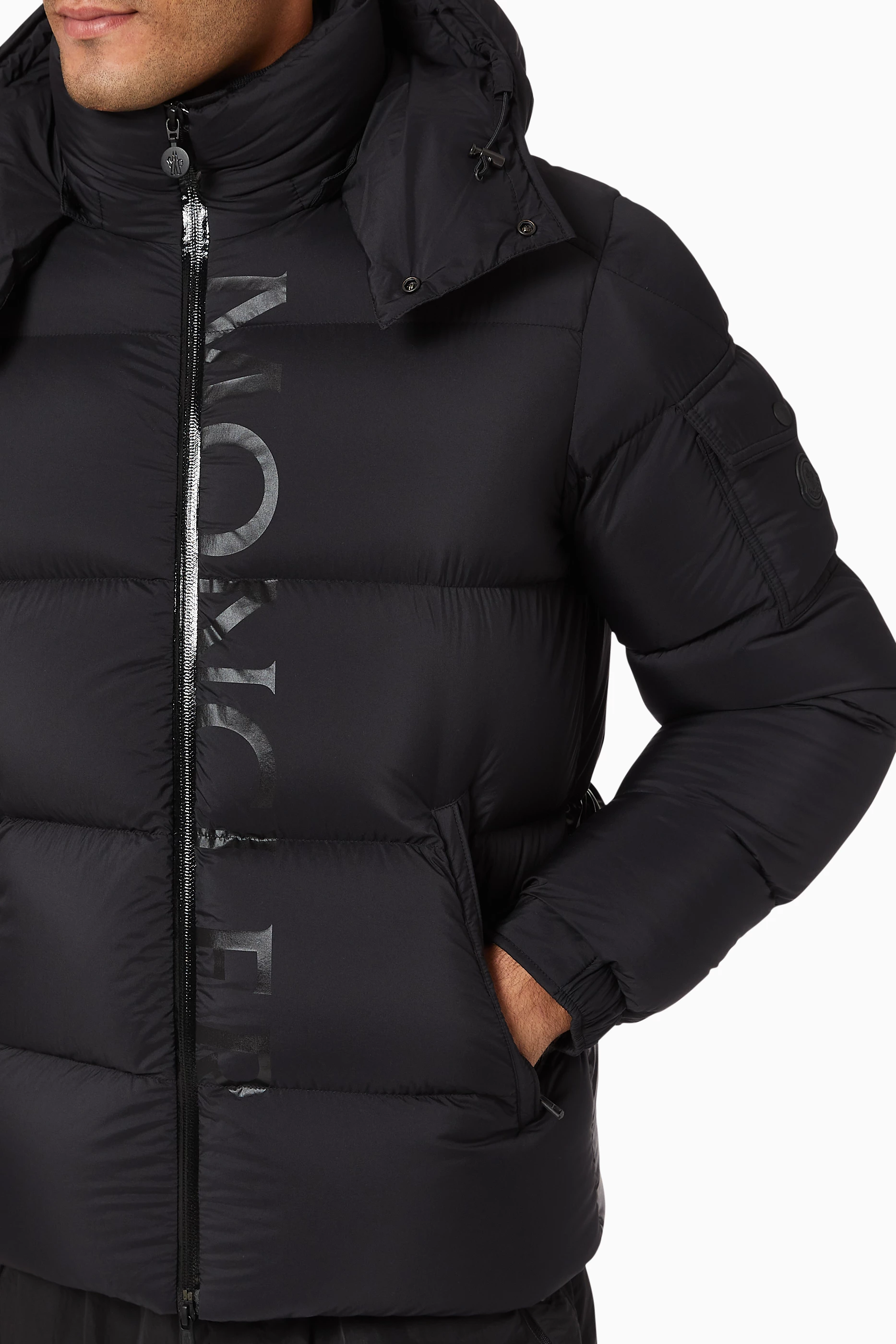 Buy Moncler Black Maures Logo Down Jacket For Men Online | Ounass Oman