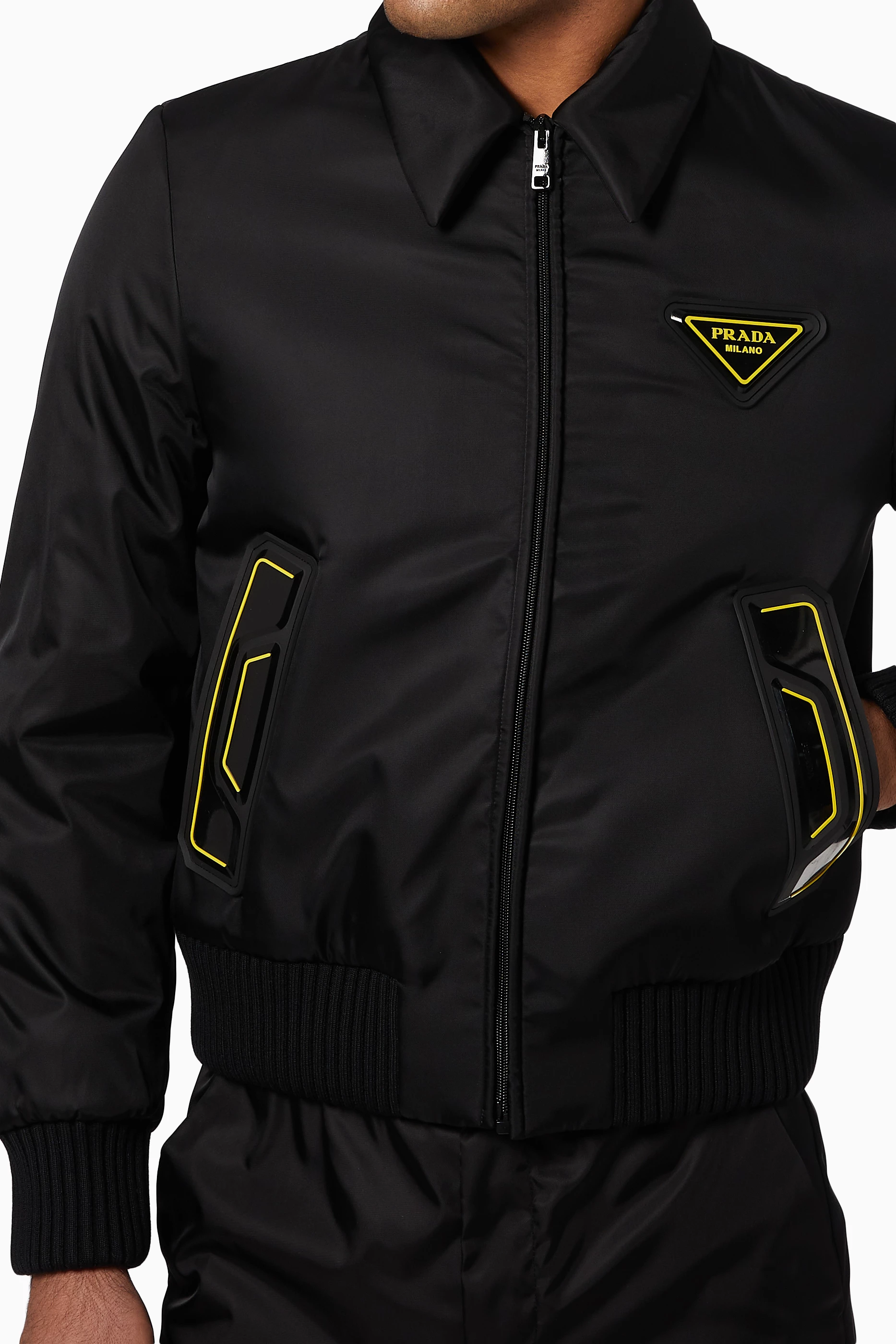 Buy Prada Black Triangle Logo Recycled Nylon Bomber Jacket For Men 