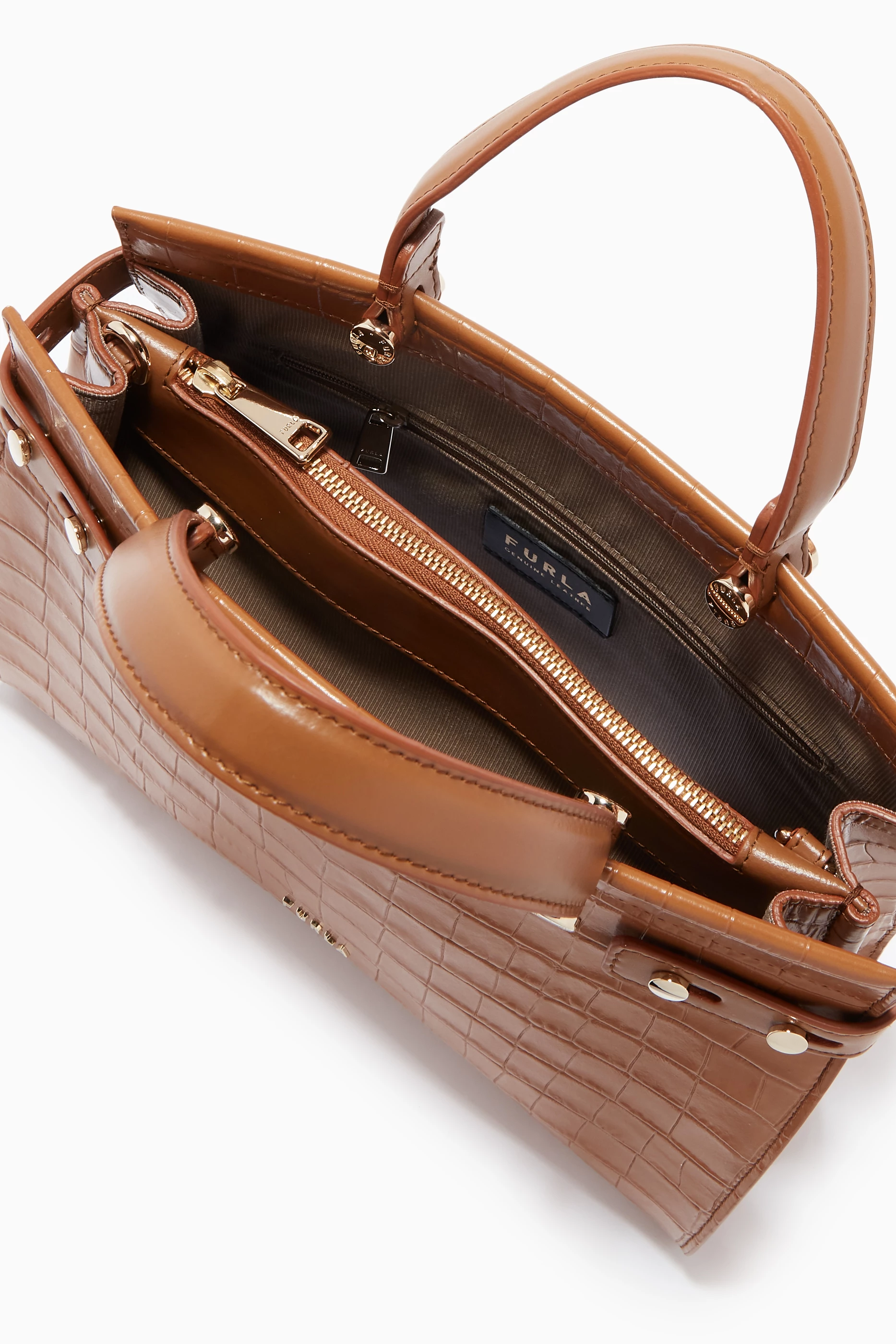 Buy Furla Brown Furla Lady M Tote Bag in Croc-embossed Leather For 