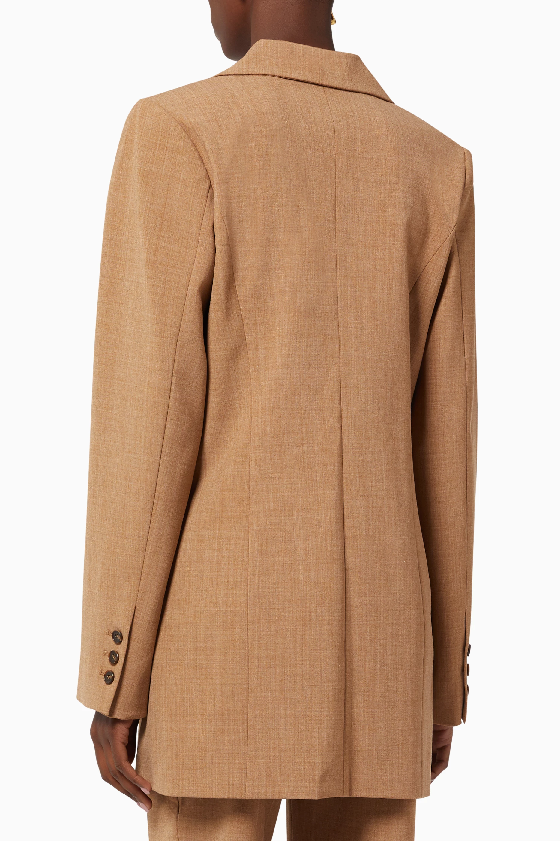 Buy ANNA QUAN Neutral Sienna Virgin Wool Blend Blazer For Women