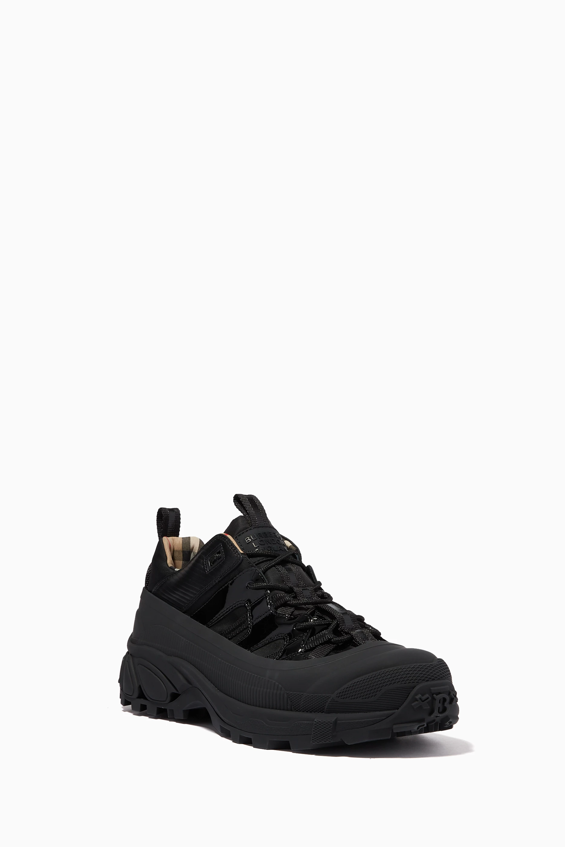 Buy Burberry Black Arthur Sneakers in Rubber Leather For Men Online Ounass Oman