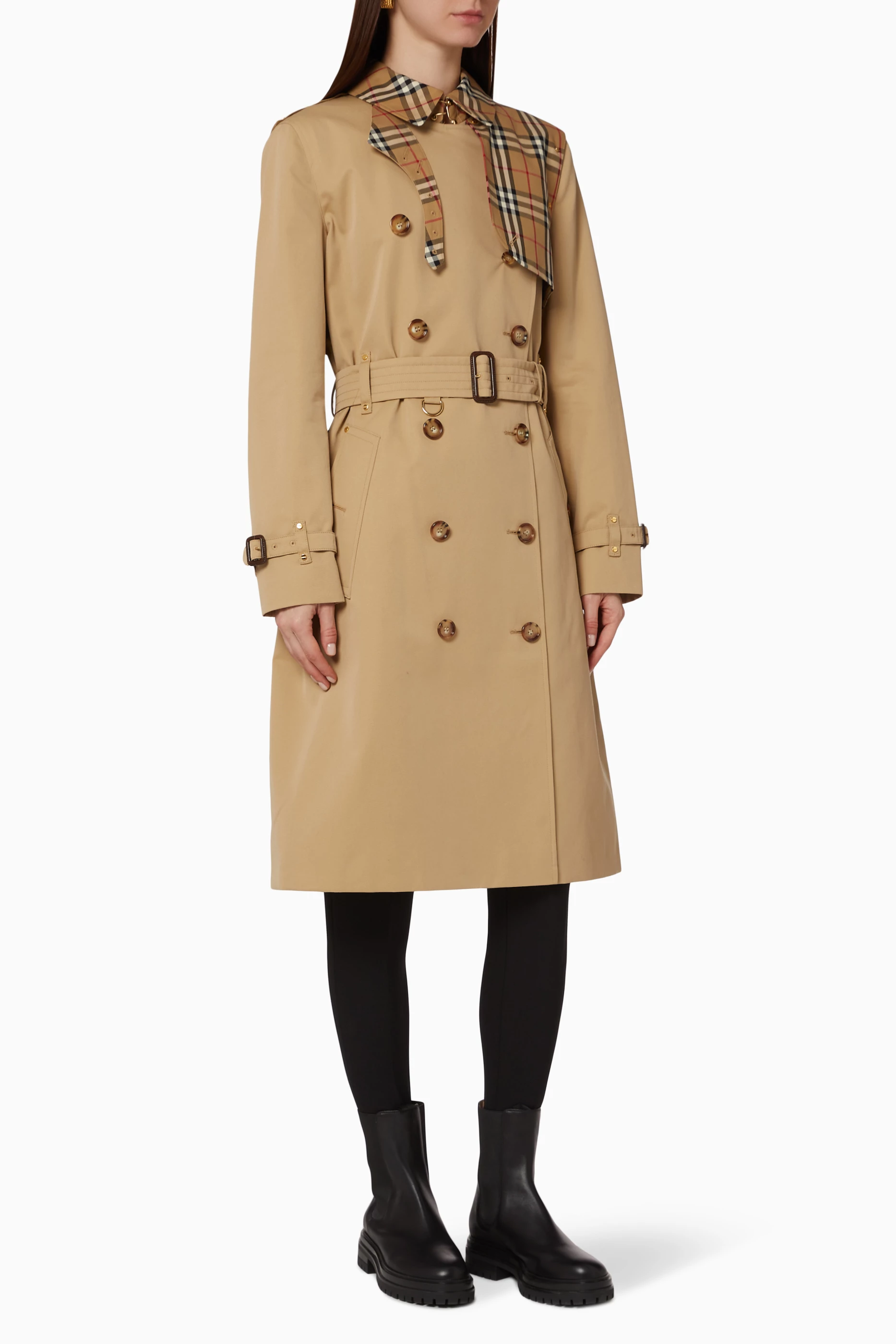 Vintage check cotton trench coat new arrivals