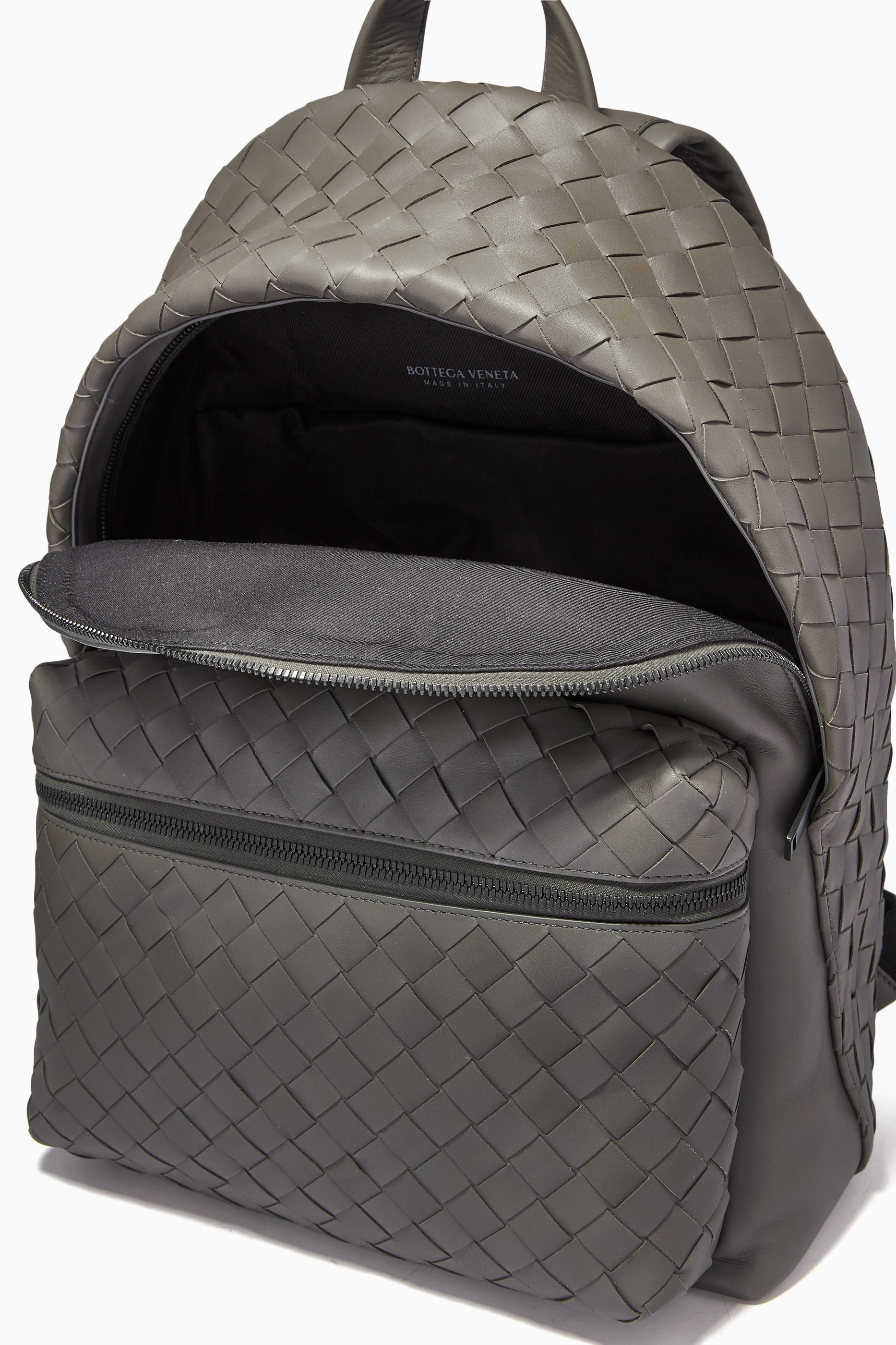 Bottega Veneta Gray Leather Backpack Bottega Veneta Intrecciato Nappa Front Pocket Backpack (SHF  main image 3