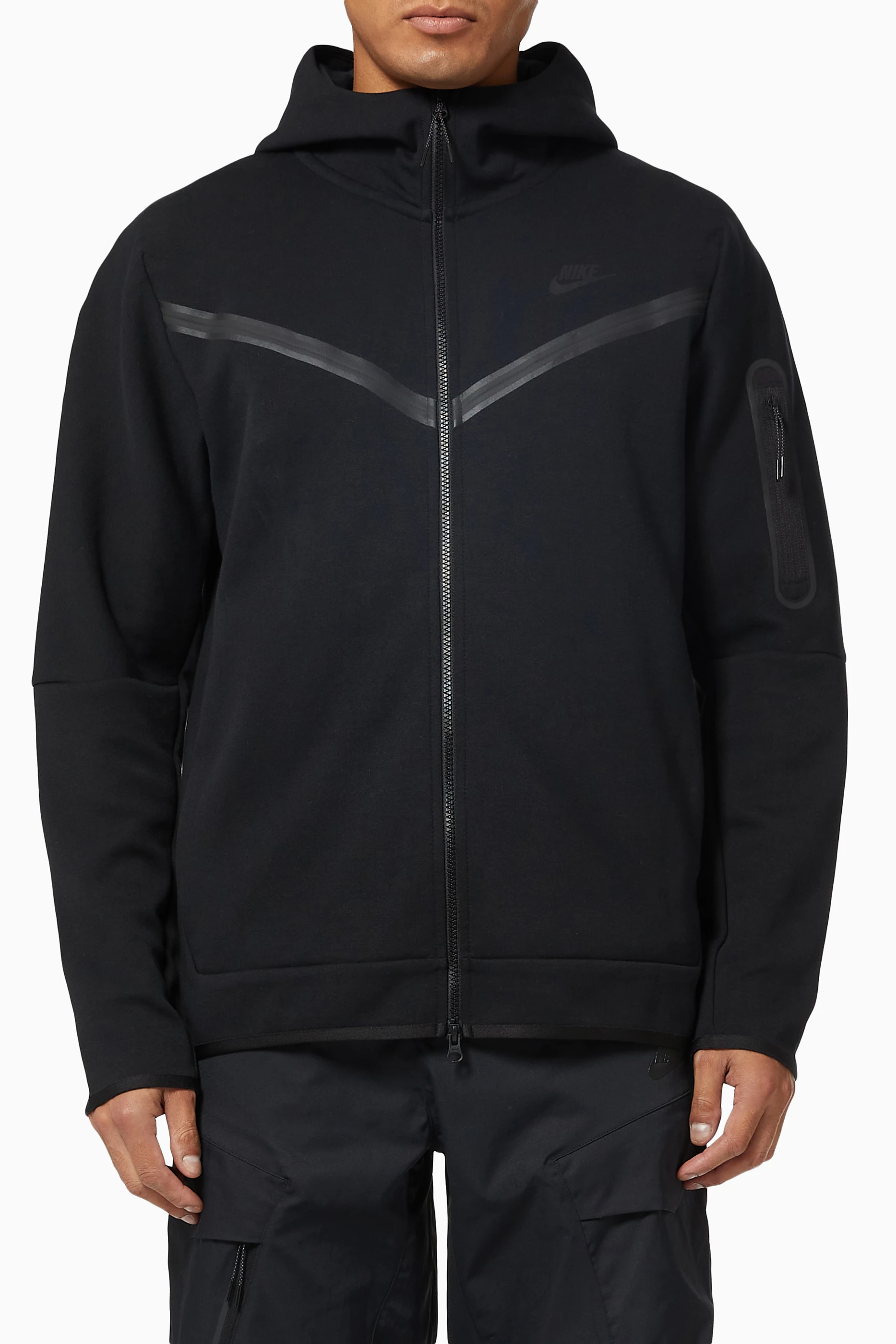 Buy Nike Black Sportswear Tech Fleece Full Zip Hoodie in Cotton For Men Online Ounass Oman