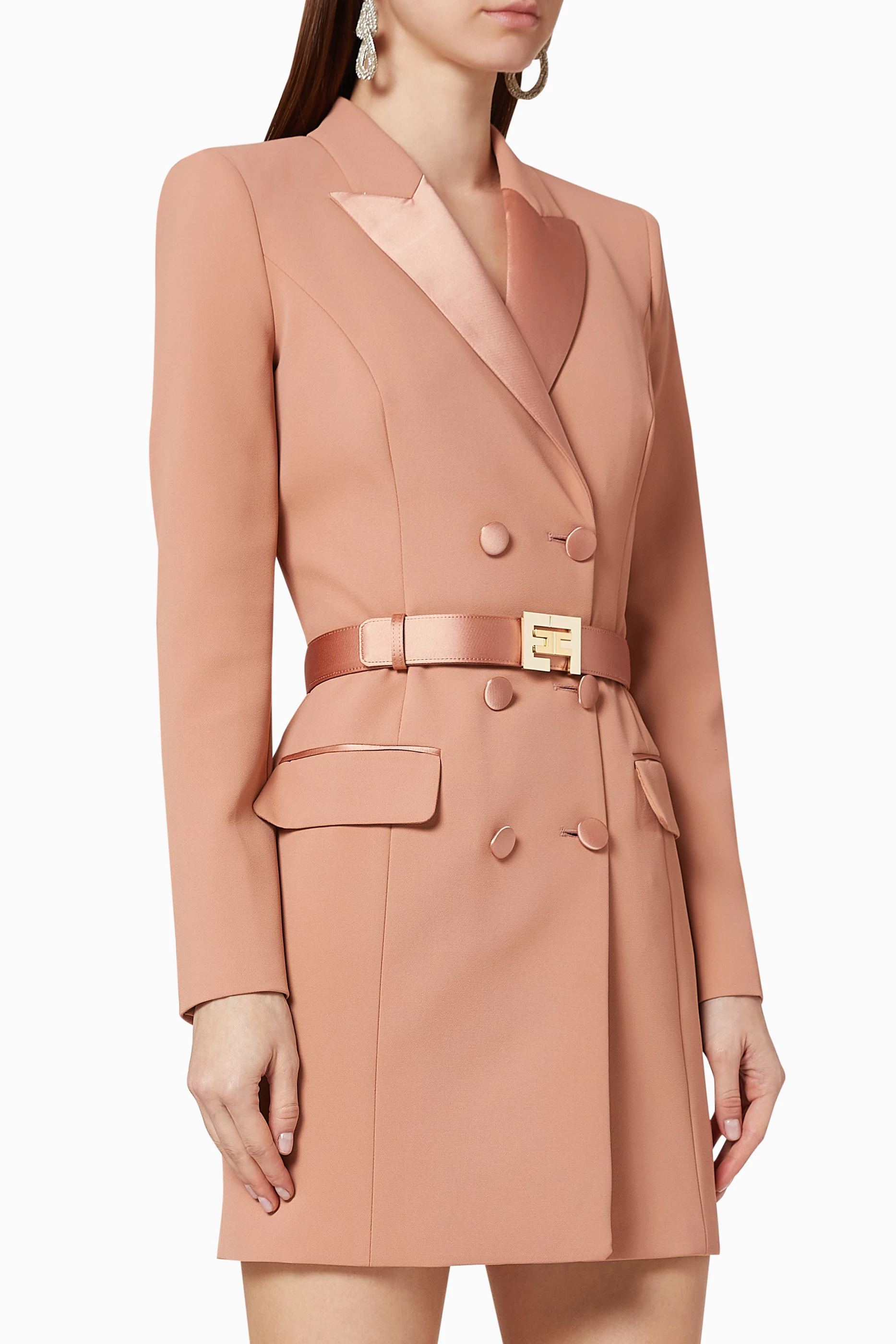 Buy Elisabetta Franchi Rose Gold Crpe Blazer Dress For Women Online |  Ounass Oman