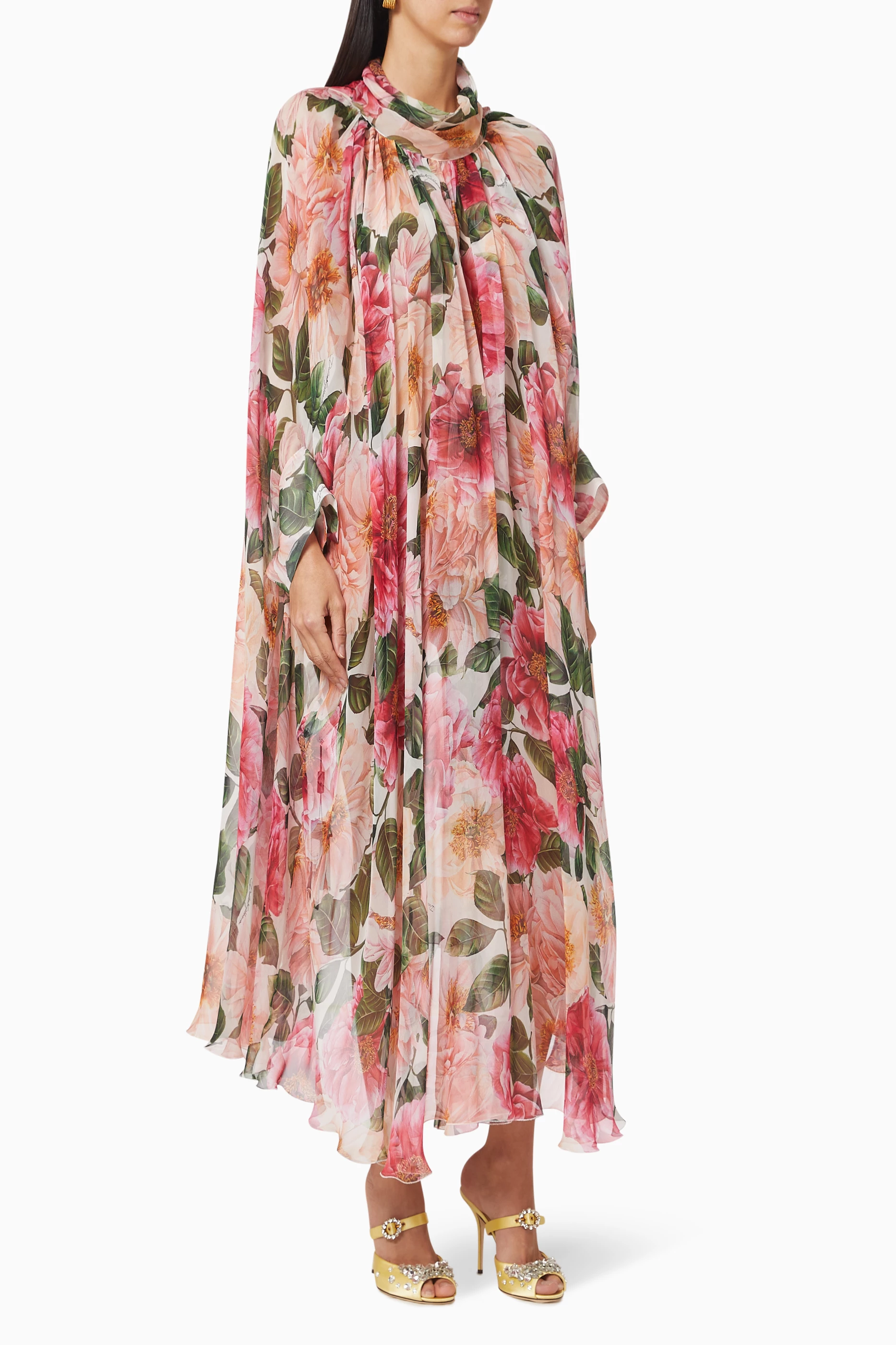 dolce gabbana chiffon silk dress Dolce & Gabbana Blue Floral Print Tiered Long Maxi Dress