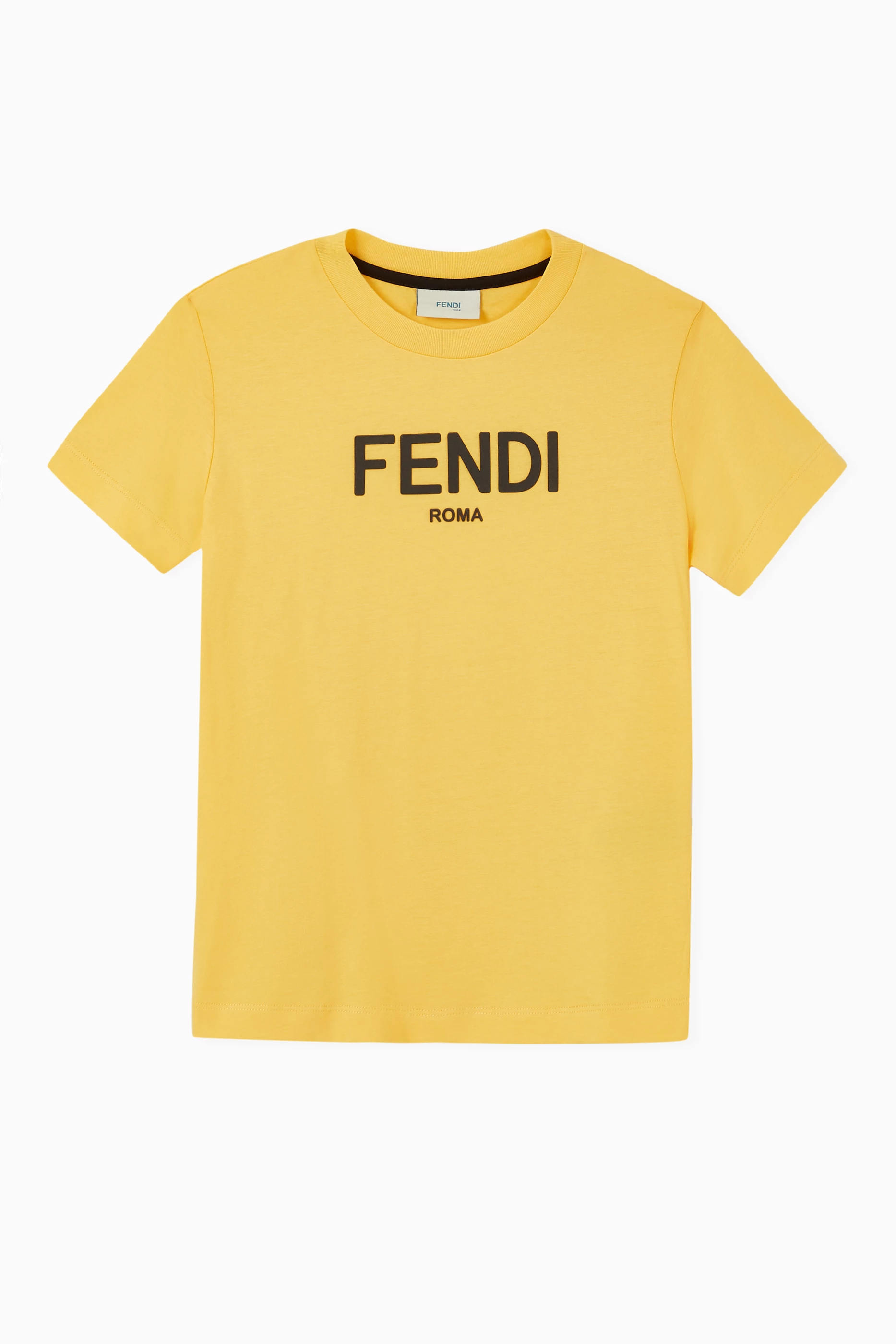 Buy Fendi Yellow Logo Print Jersey T-Shirt For Boys Online 