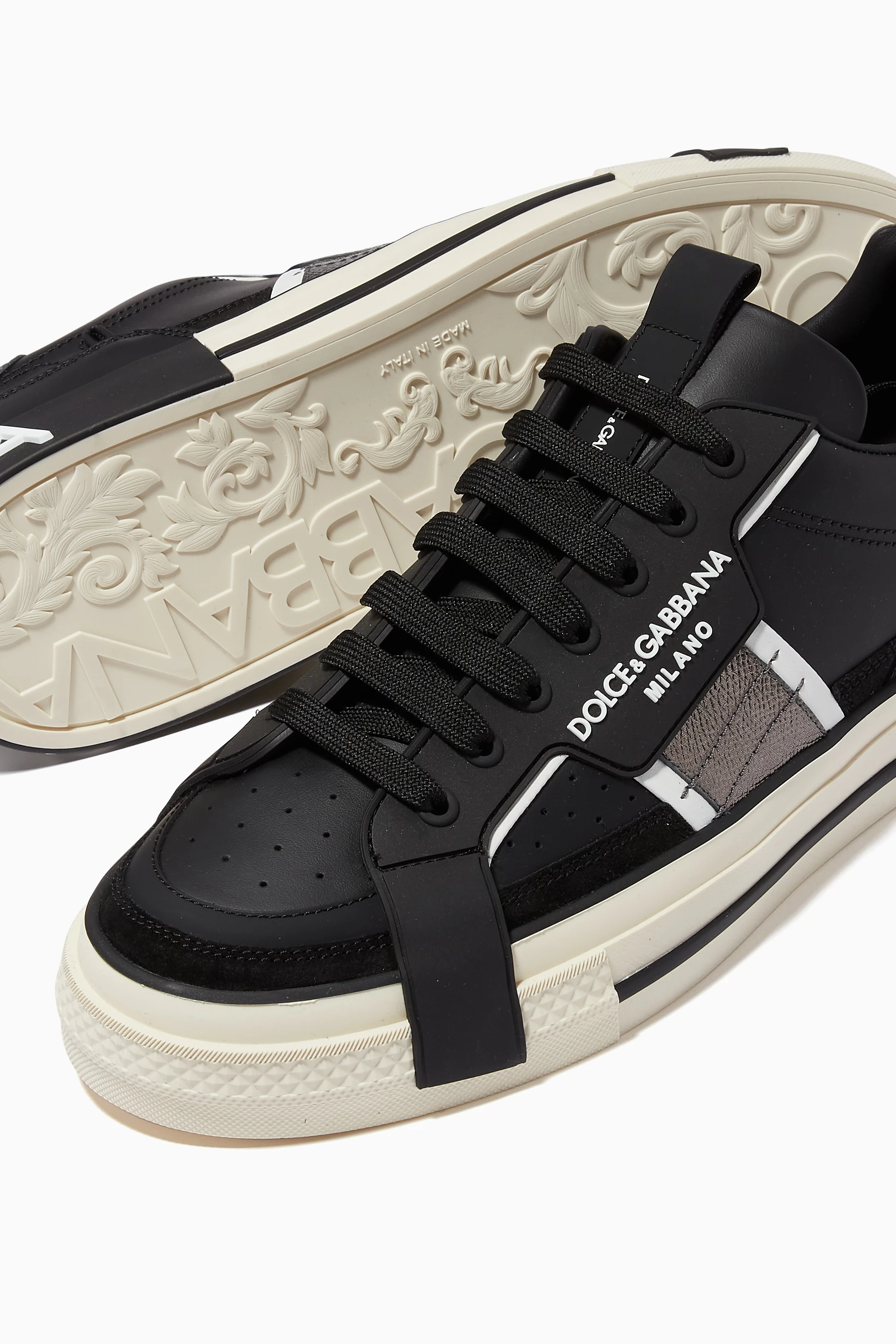 Buy Dolce & Gabbana Black Custom 2.Zero Sneakers in Leather For