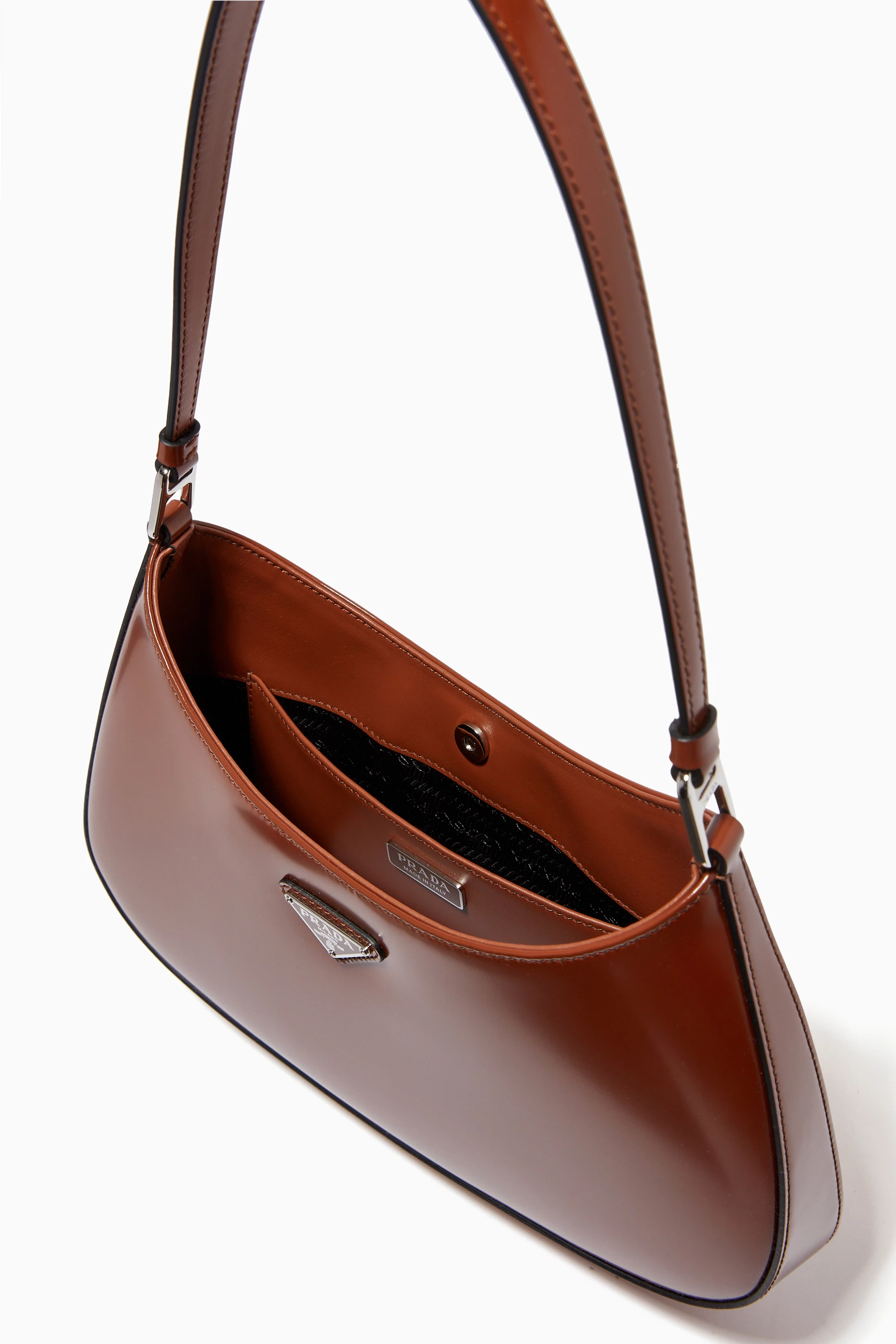 prada cleo tobacco With Flap Prada Cleo Brushed Leather Shoulder Bag With Flap In 100% leather Buy Prada Brown Cleo Shoulder