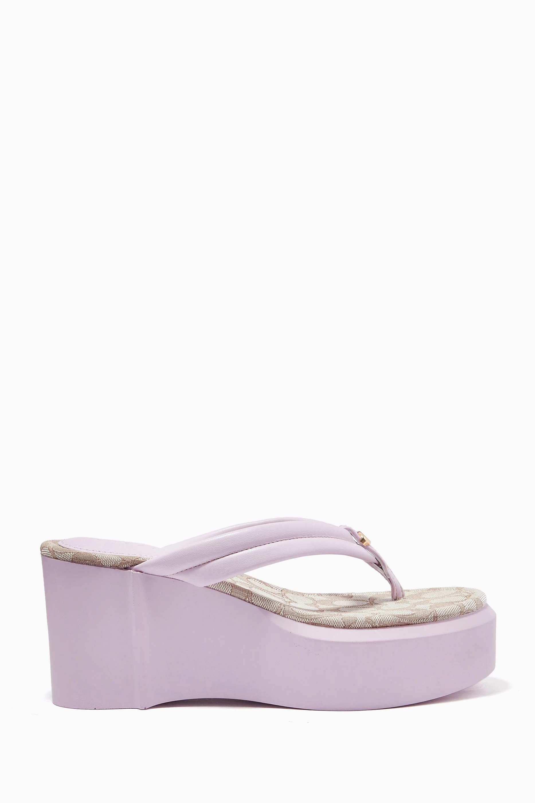 Buy Coach Purple Franki Platform Flip Flops in Leather Signature Jacquard For Women Online Ounass Oman