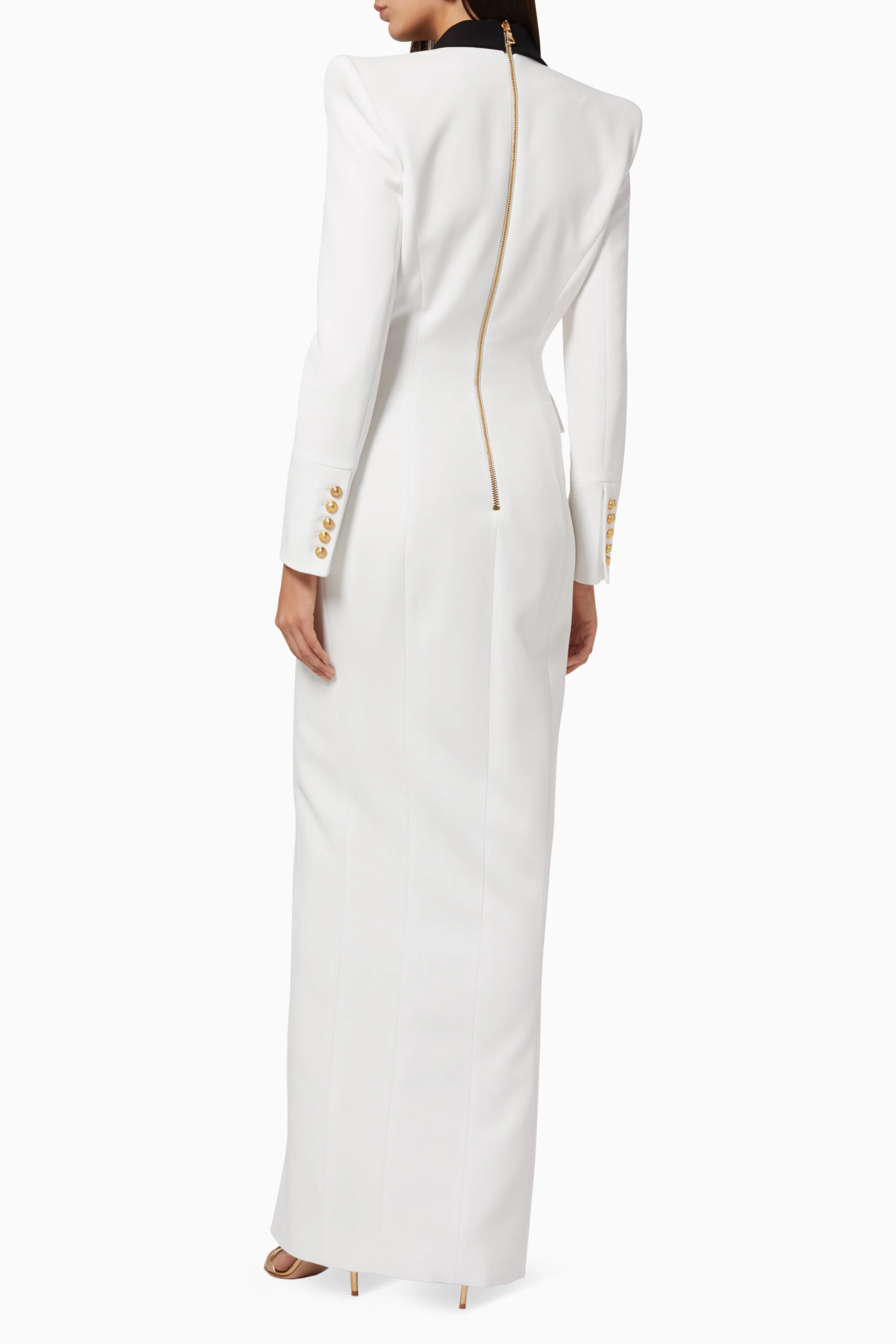 green emerald velvet dress Balmain White B-logo blazer-style Mini dress, size 38 - BOPF main image 0