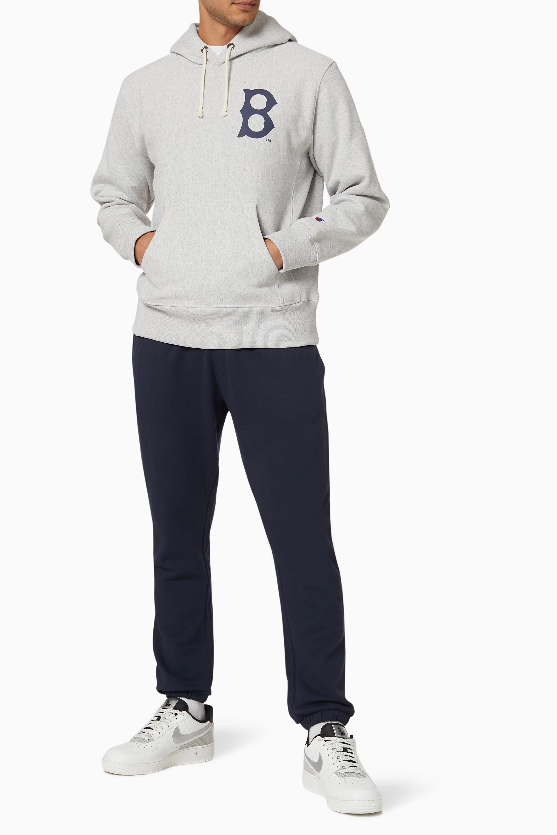 Buy Champion Grey x MLB Boston Red Sox Reverse Weave Hoodie For