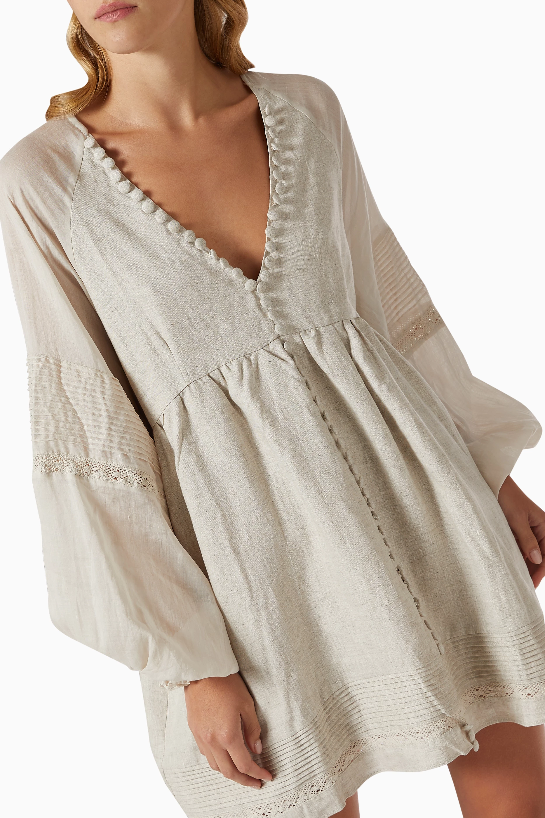 joslin lillian linen ramie smock dress Buy Joslin Neutral Lilian Smock Dress in Linen Ramie For Women Online