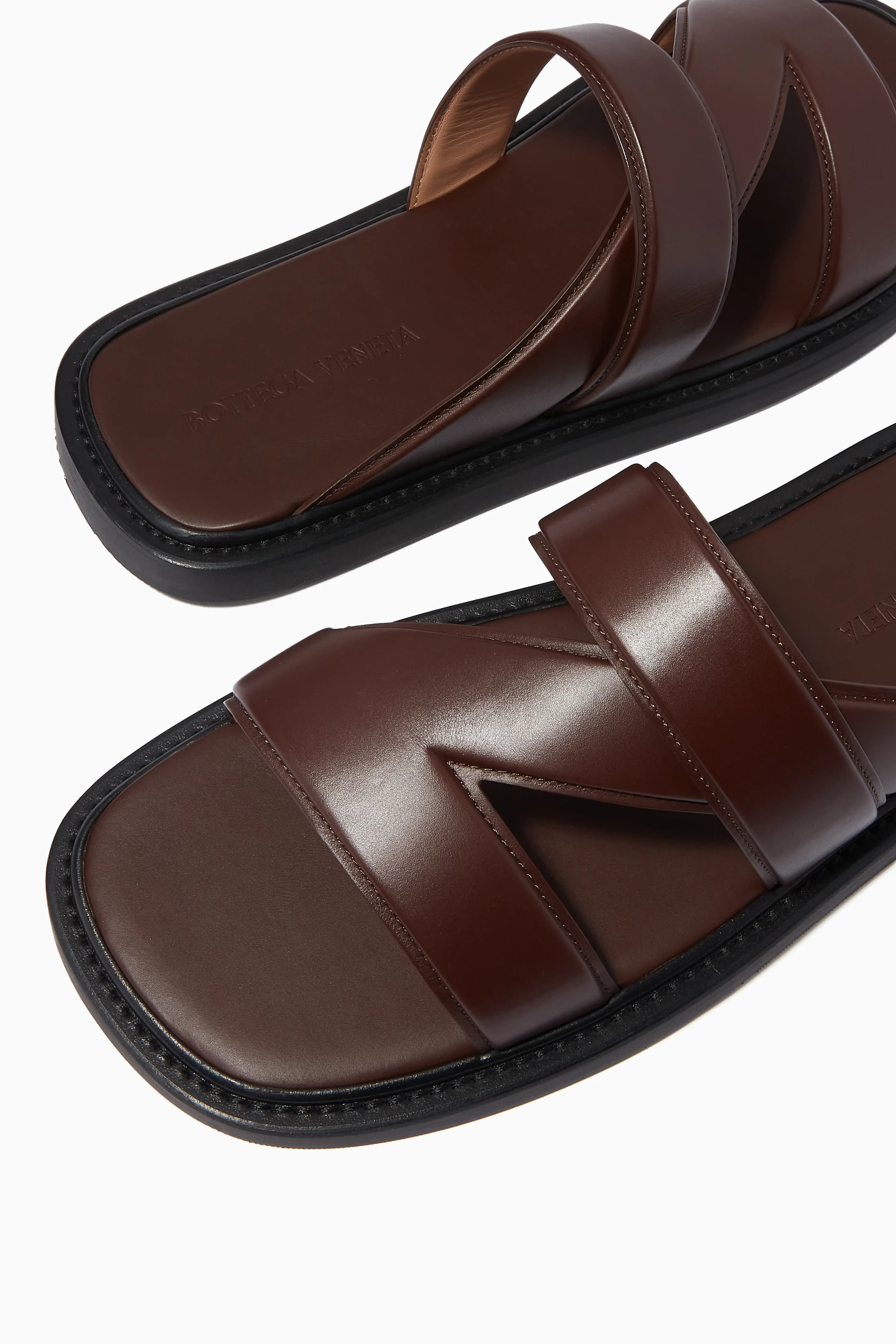 Buy Bottega Veneta Brown Sandals in Calfskin For Men Online