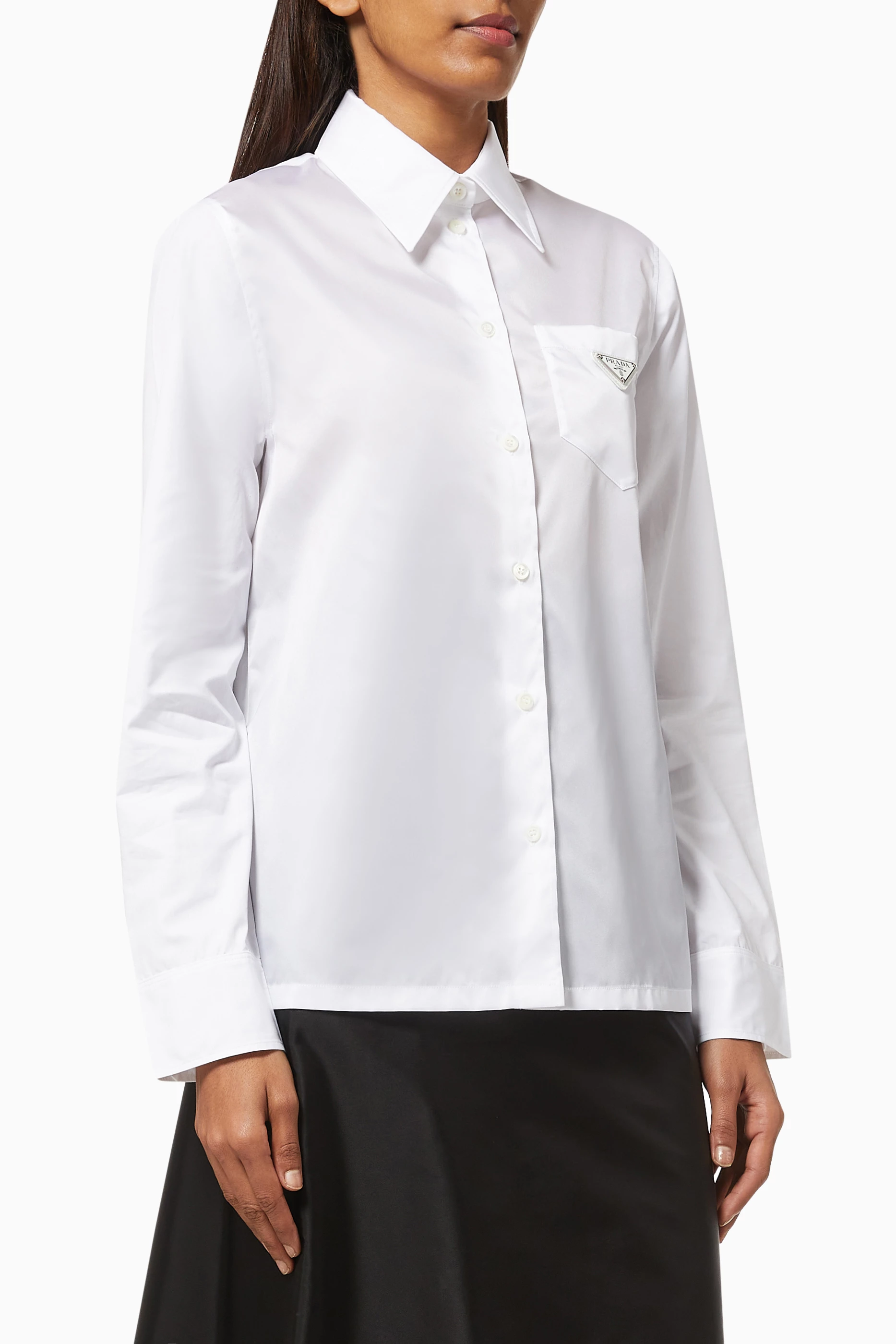 Buy Prada White Shirt in Poplin & Re-Nylon Gabardine For Women