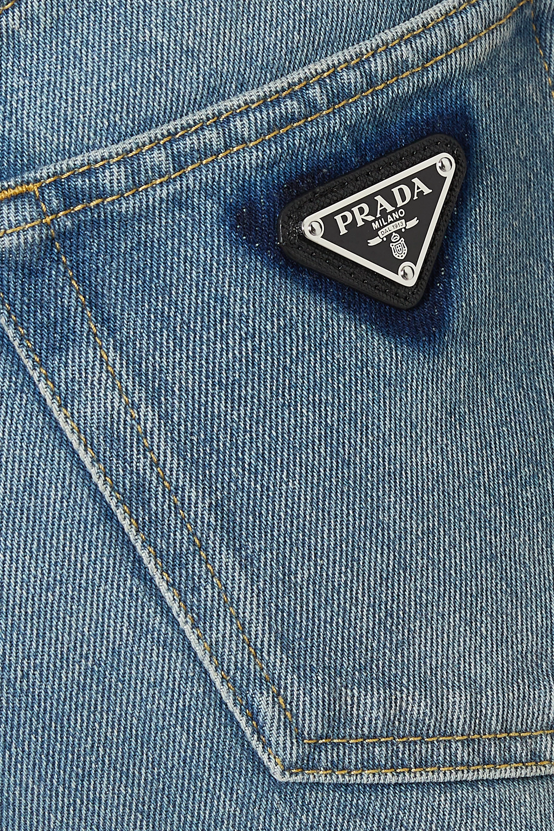 Buy Prada Blue Triangle Logo Jeans in Organic Denim For Women 
