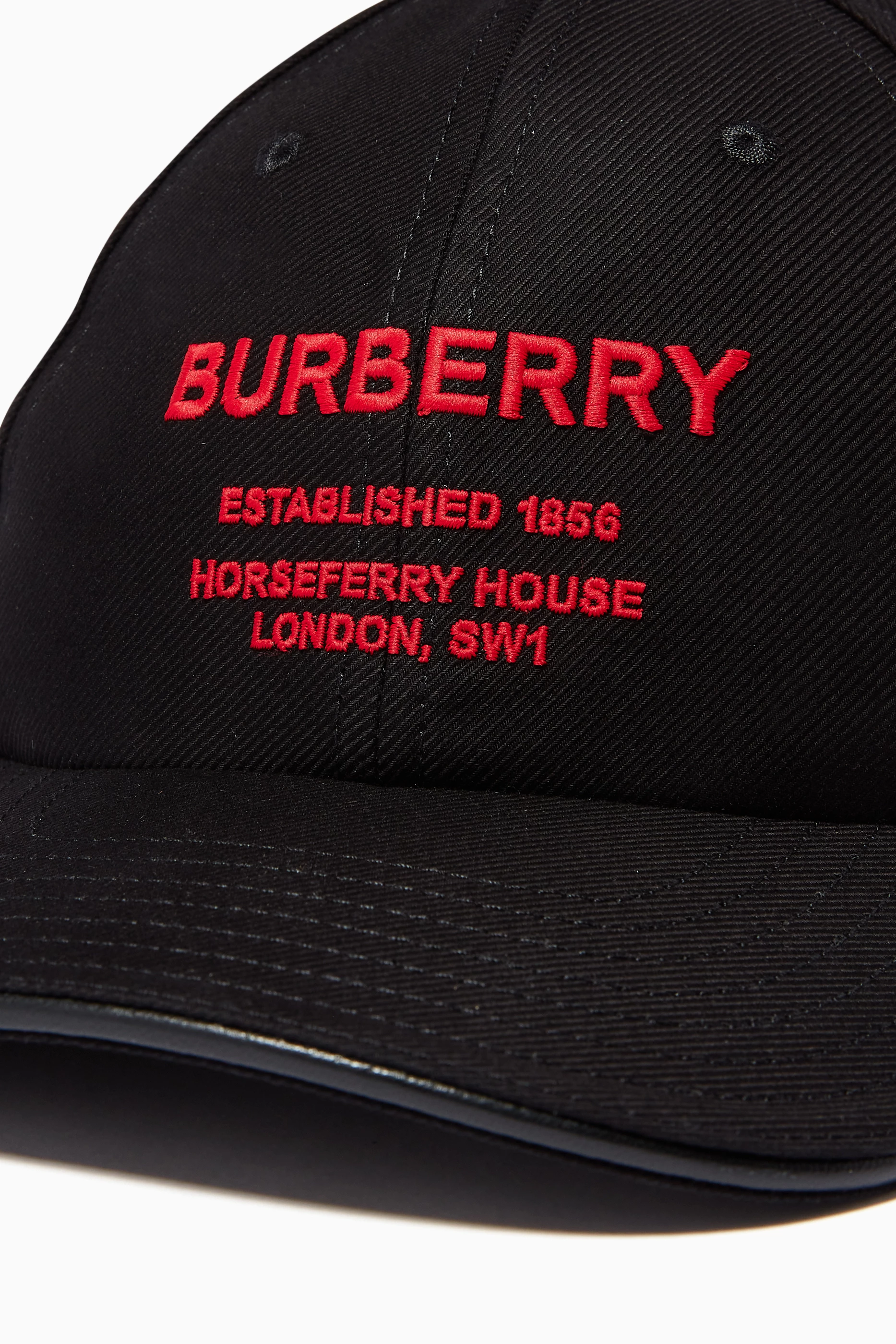 Buy Burberry Black Horseferry Motif Baseball Cap in Cotton Twill