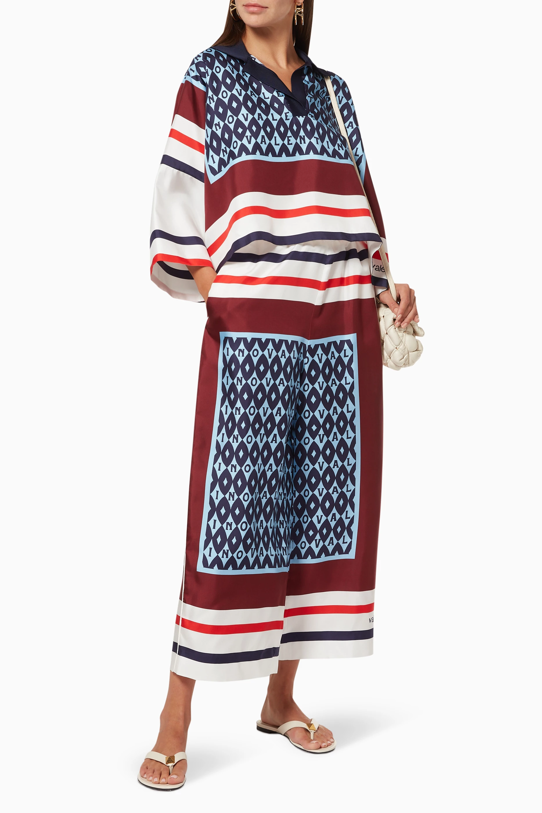 Buy Valentino Garavani Blue Valentino Foulard Archive Top in Silk
