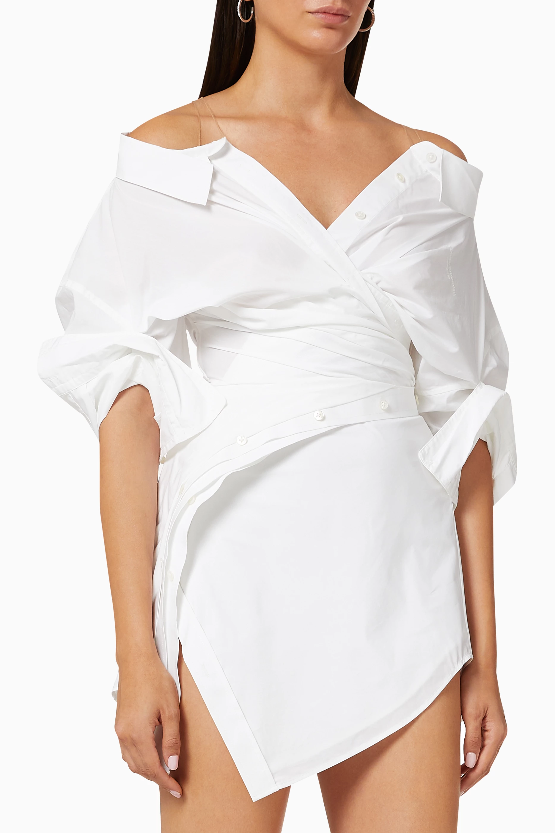 alexander wang deconstructed shirt dress Alexander Wang Asymmetric Deconstructed Shirt Dress White Blue