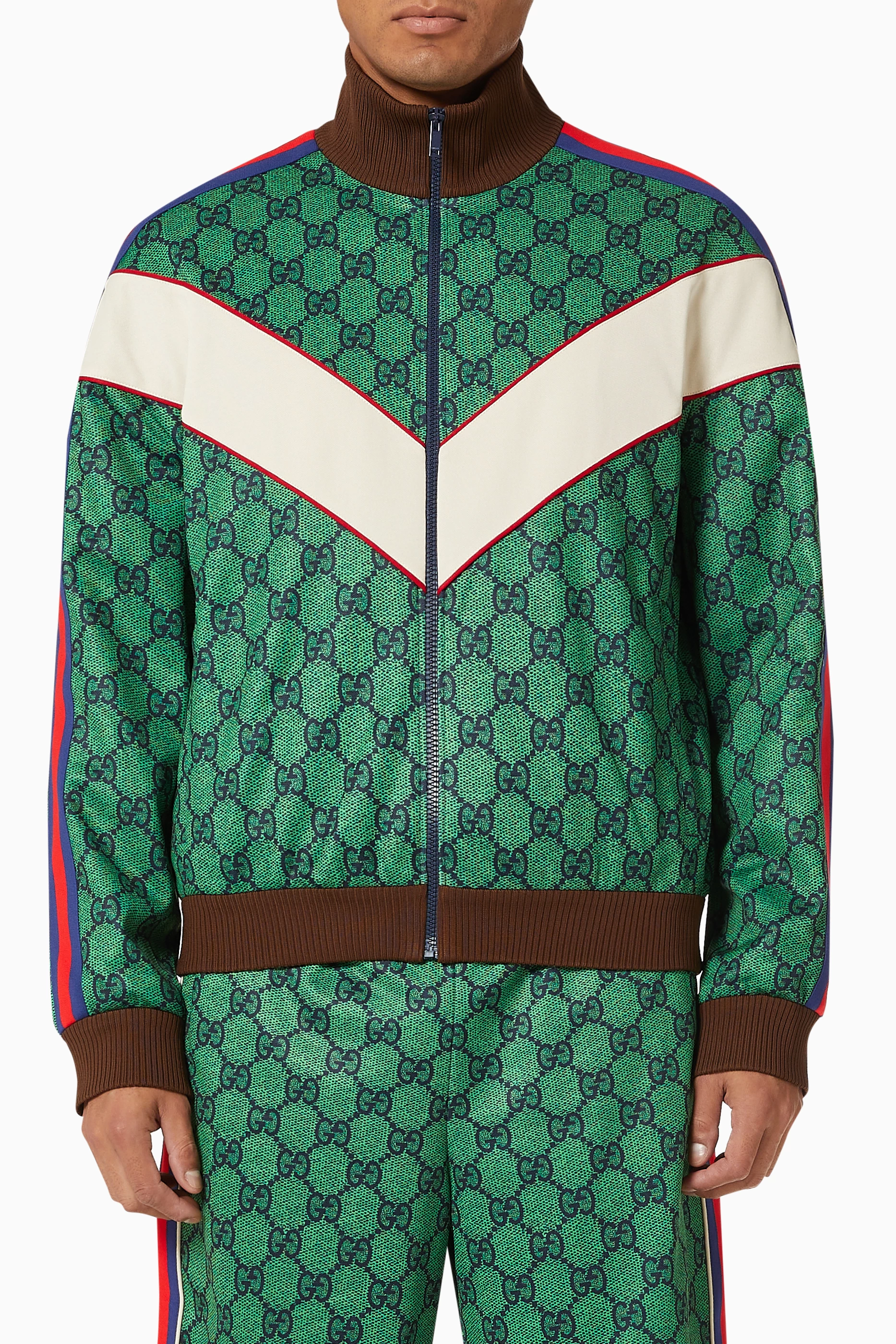 Buy Gucci Green GG Zip Jacket in Technical Jersey For Men Online