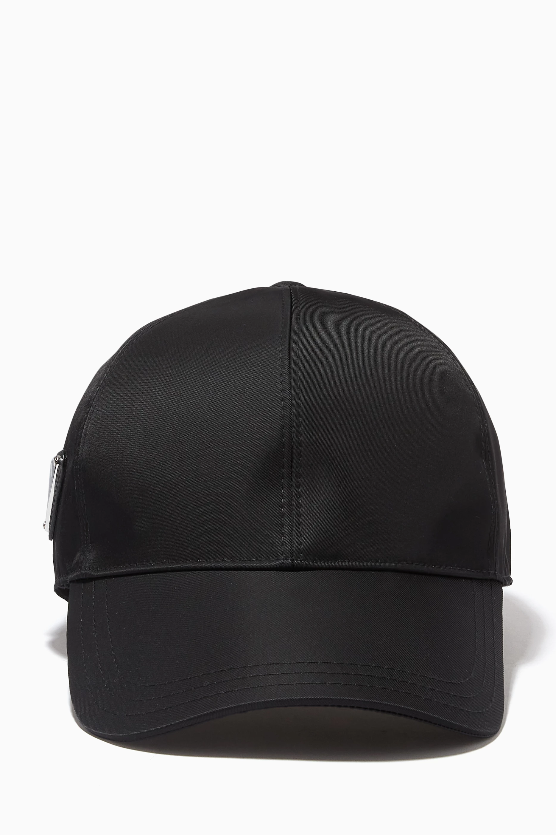 ★送料・関税込★PRADA★TRIANGLE LOGO RE-NYLON BALL CAP★ Buy Prada Black Triangle Metal Logo Cap in Nylon For Women