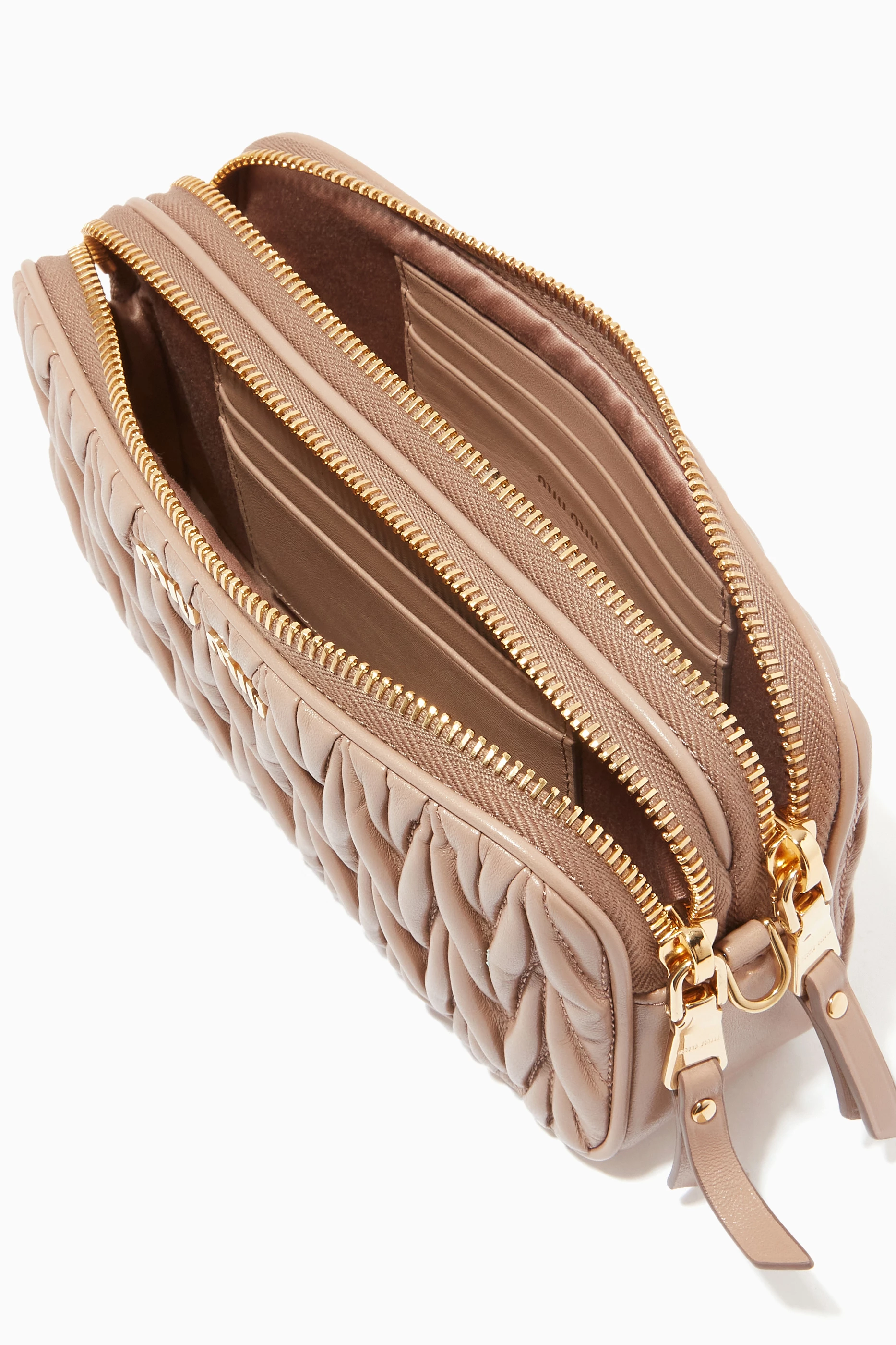 Buy Miu Miu Neutral Miu Camera Crossbody Bag in Matelassé Leather