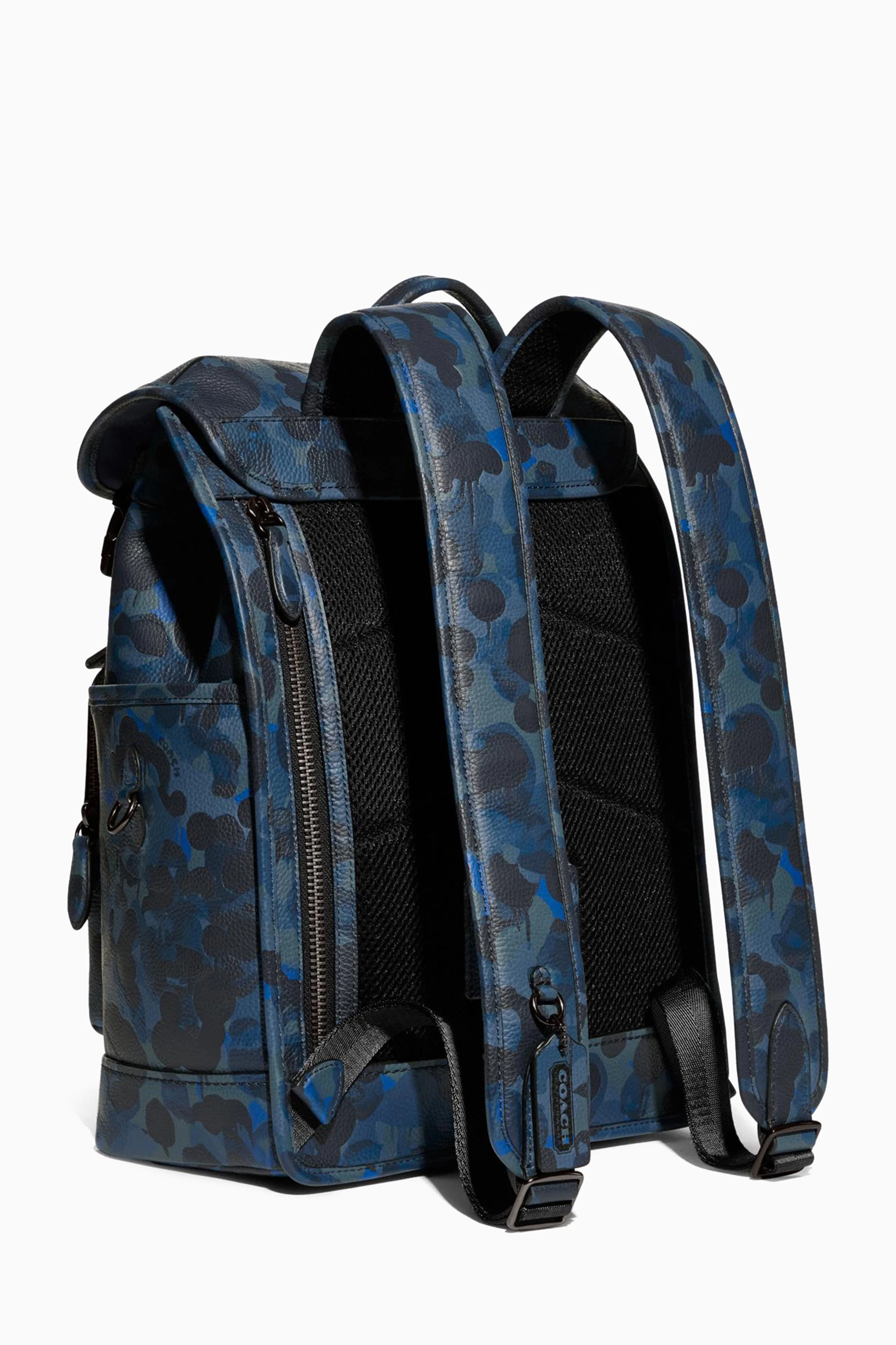 Buy Coach Blue League Flap backpack in Camo Print Leather For Men Online |  Ounass Oman