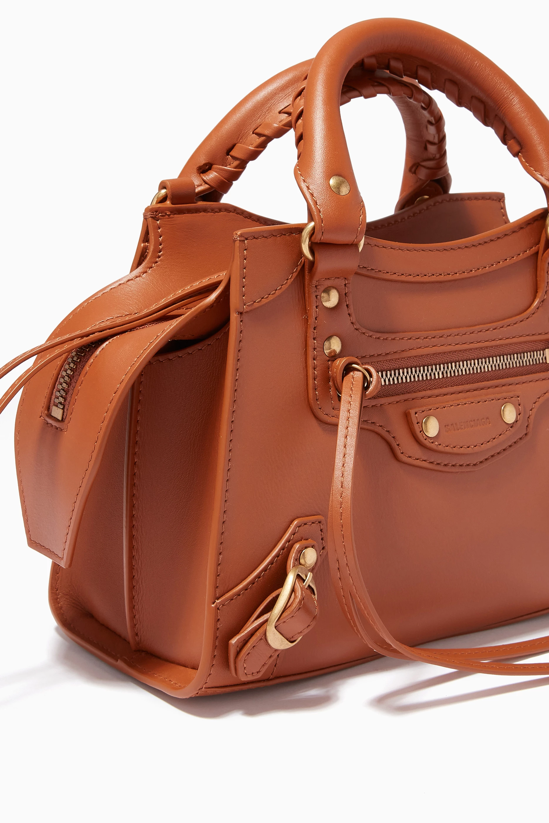Buy Balenciaga Brown Neo Classic Mini Top Handle Bag in Smooth